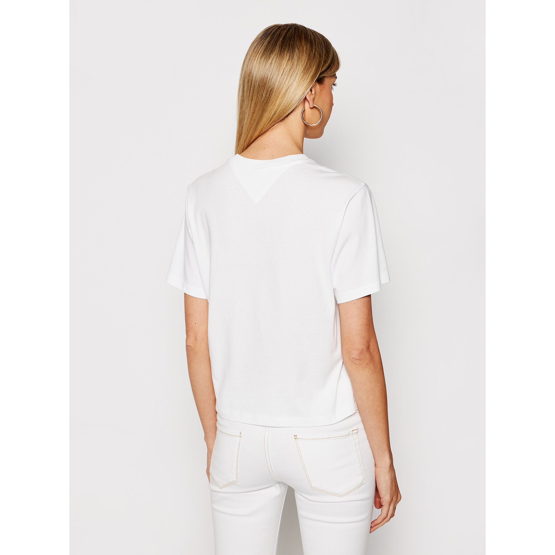 Tommy Jeans Тишърт Linear Logo DW0DW10057 Бял Cropped Fit - Pepit.bg