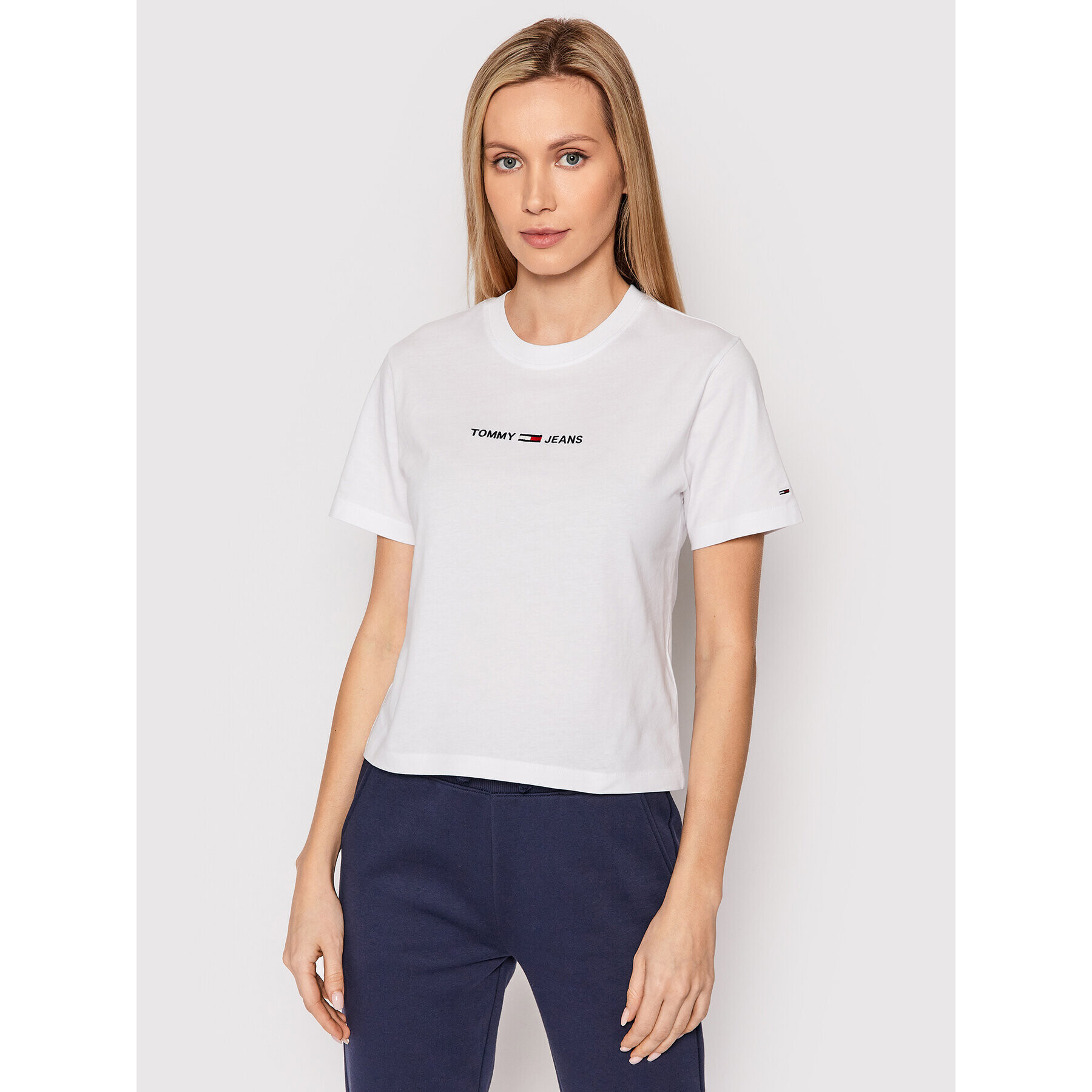 Tommy Jeans Тишърт Linear Logo DW0DW10057 Бял Regular Fit - Pepit.bg