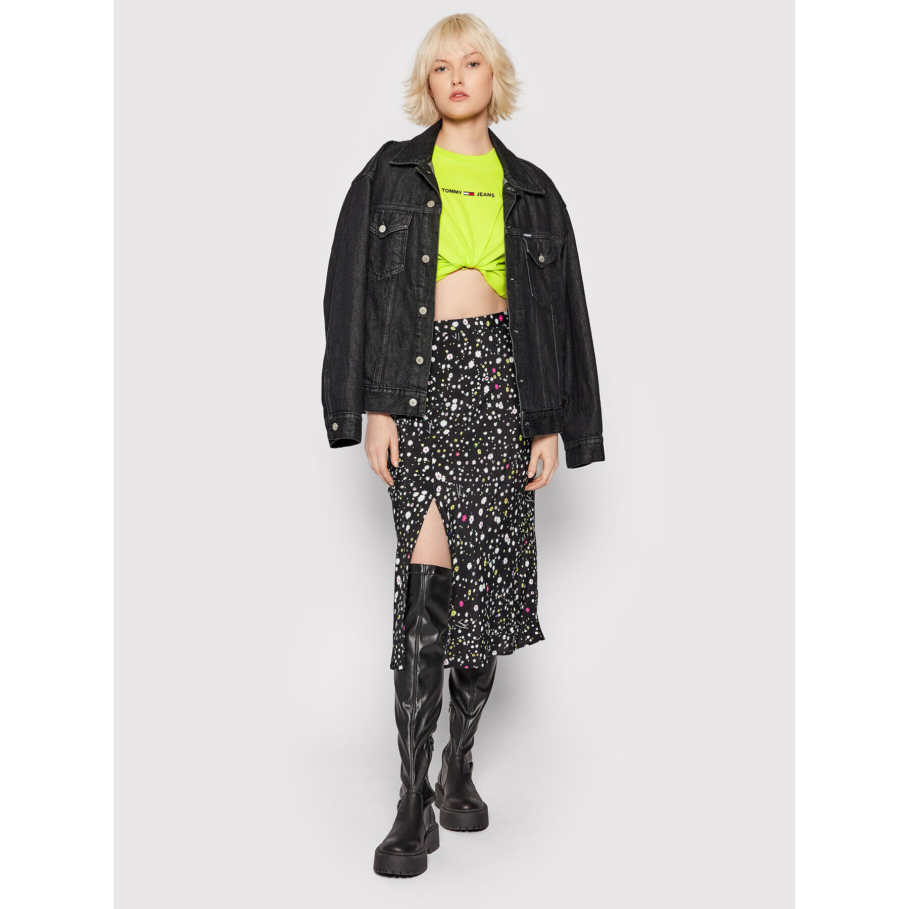 Tommy Jeans Тишърт Linear Logo DW0DW10057 Зелен Cropped Fit - Pepit.bg