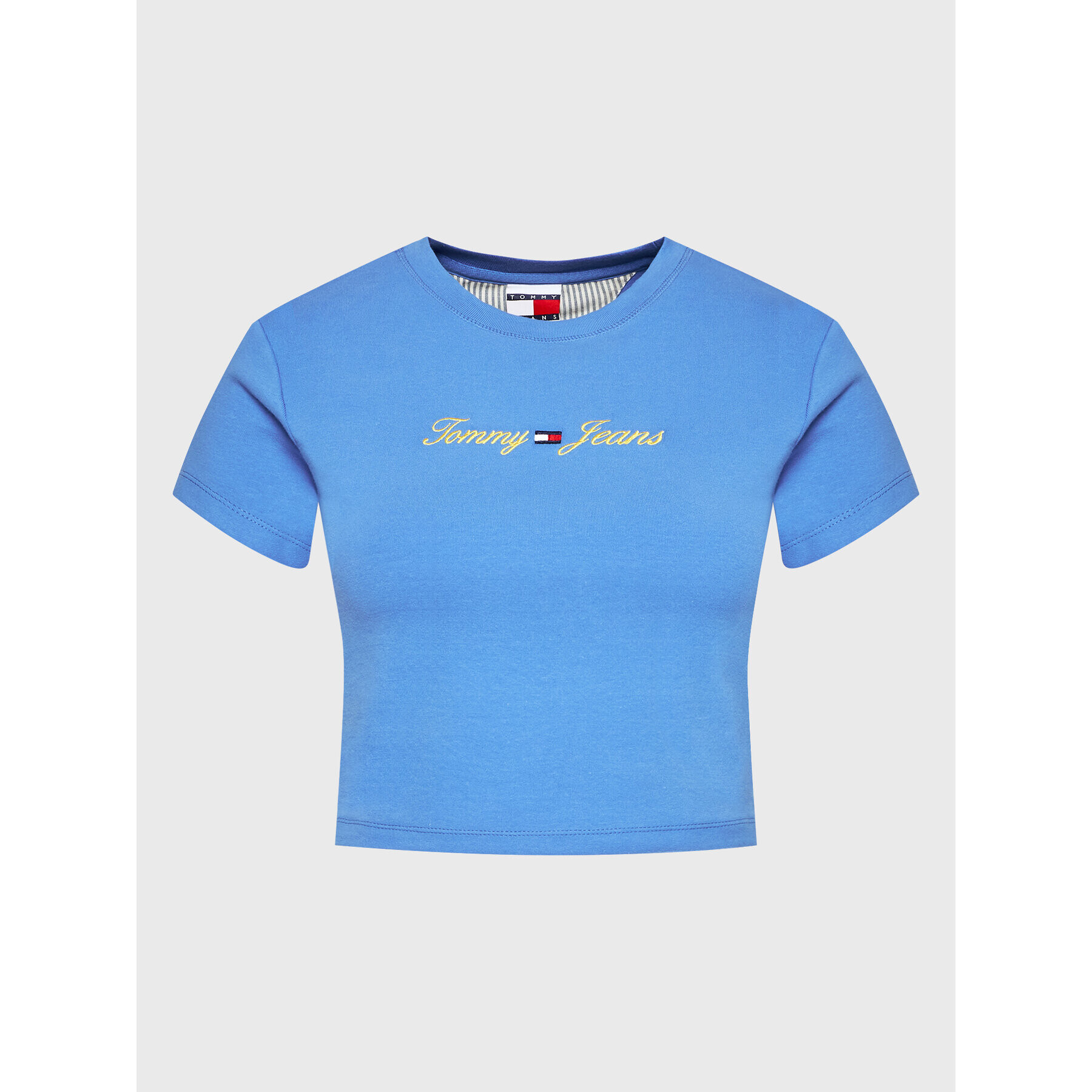 Tommy Jeans Тишърт Linear Logo DW0DW14208 Син Cropped Fit - Pepit.bg