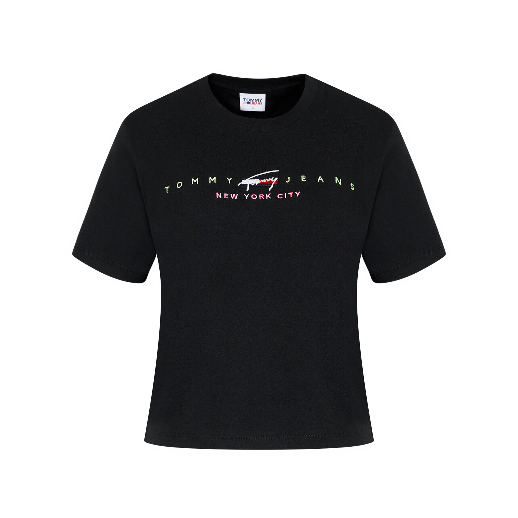 Tommy Jeans Тишърт Modern Logo DW0DW09923 Черен Cropped Fit - Pepit.bg