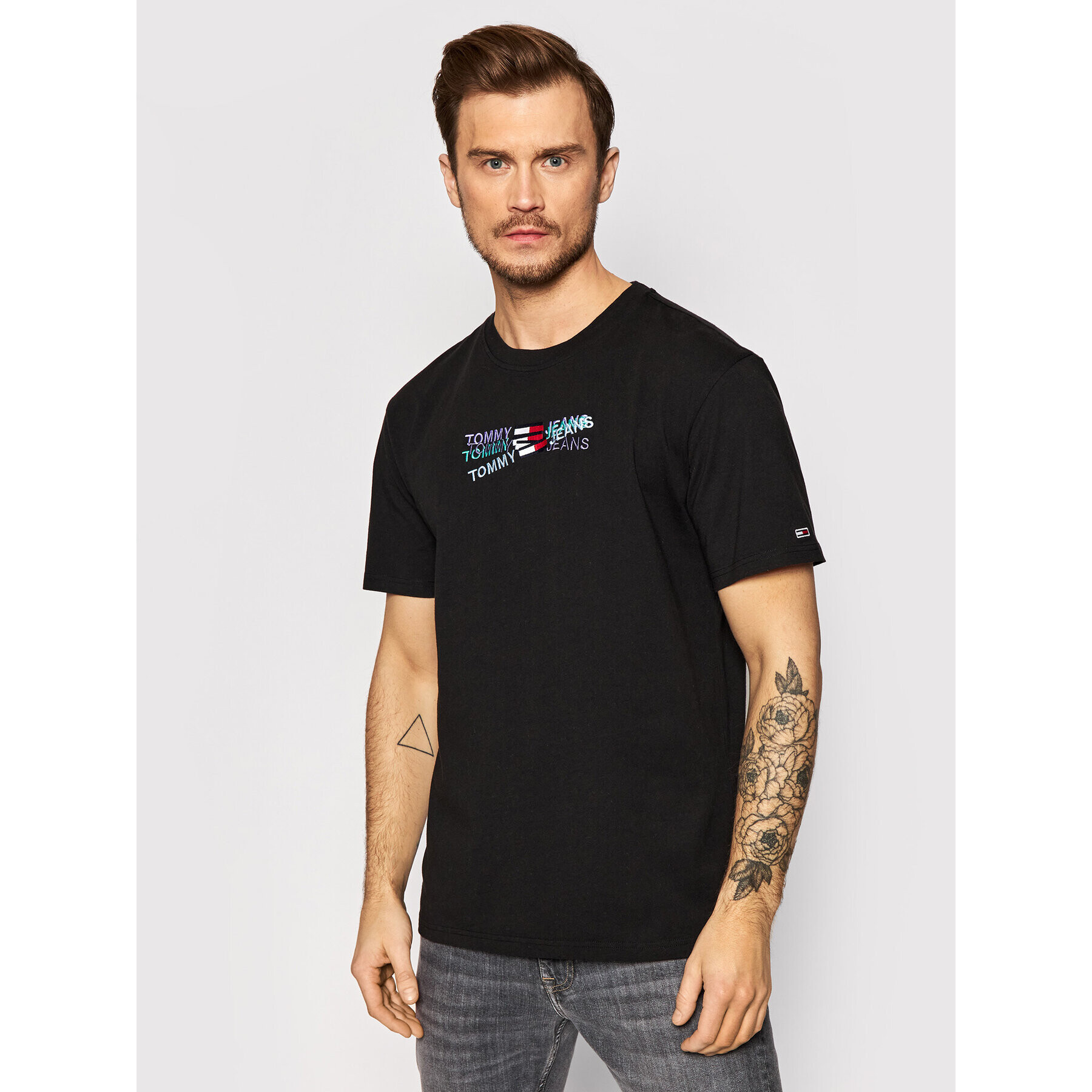 Tommy Jeans Тишърт Multi Linear Logo DM0DM12408 Черен Regular Fit - Pepit.bg