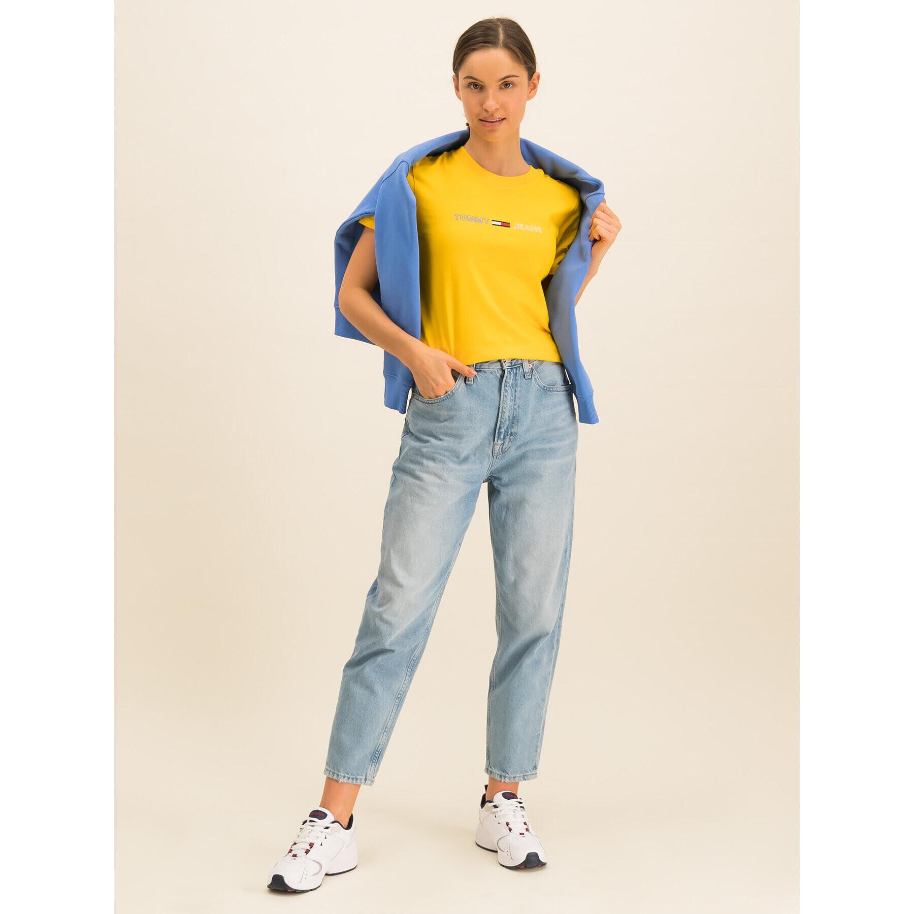 Tommy Jeans Тишърт Neon Linear DW0DW07528 Жълт Regular Fit - Pepit.bg