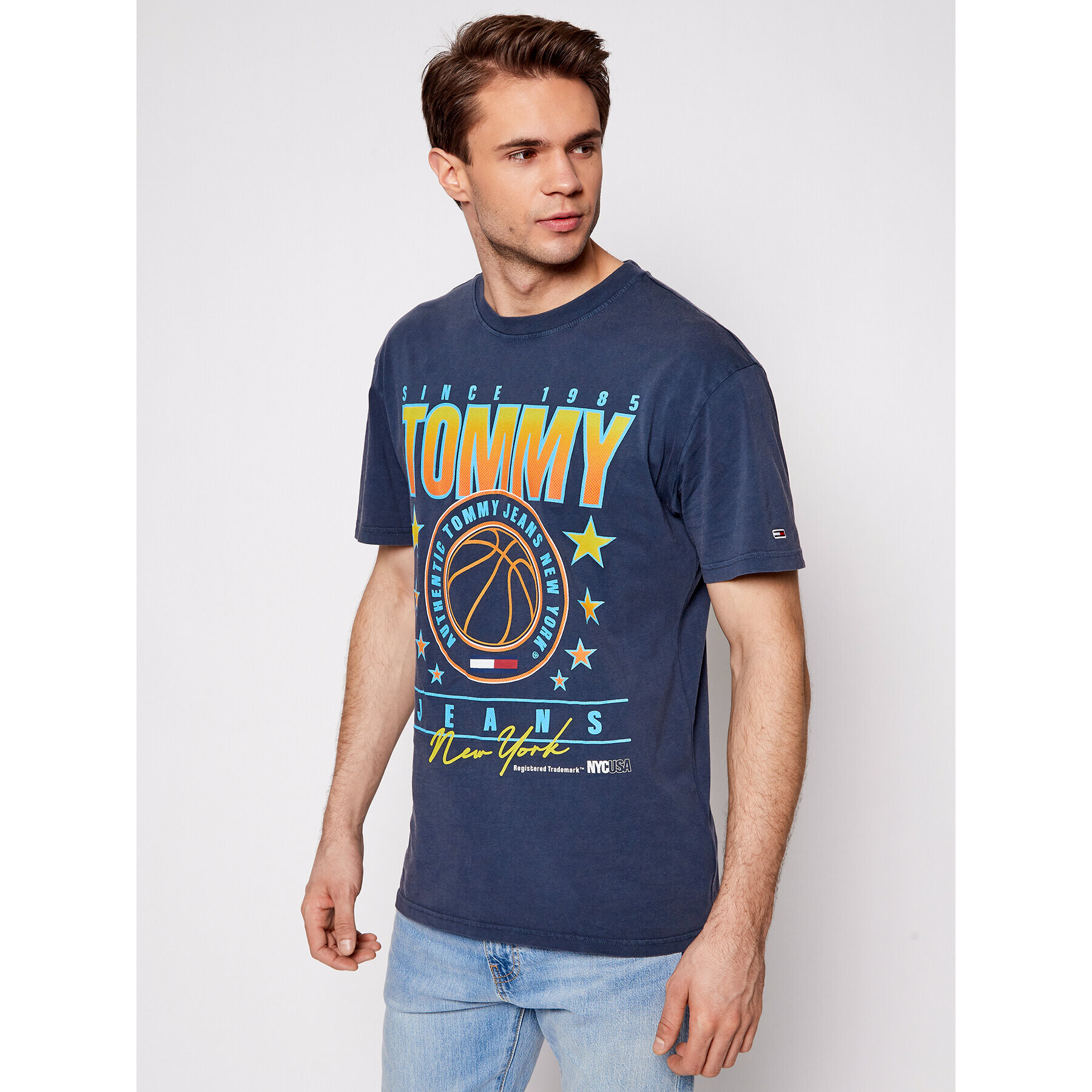 Tommy Jeans Тишърт Photoprint DM0DM10242 Тъмносин Regular Fit - Pepit.bg