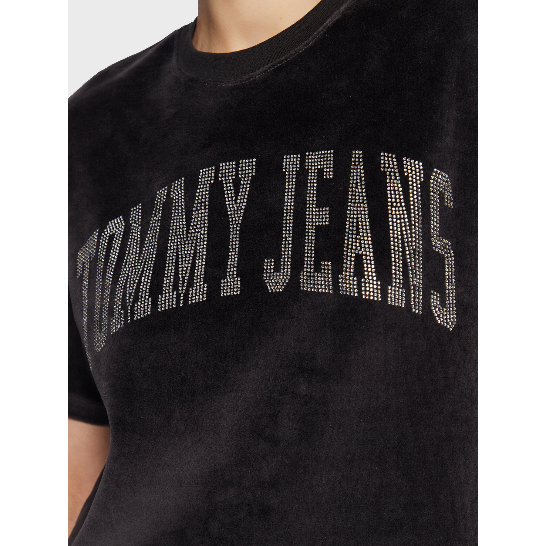 Tommy Jeans Тишърт Rhinestone DW0DW14903 Черен Oversize - Pepit.bg