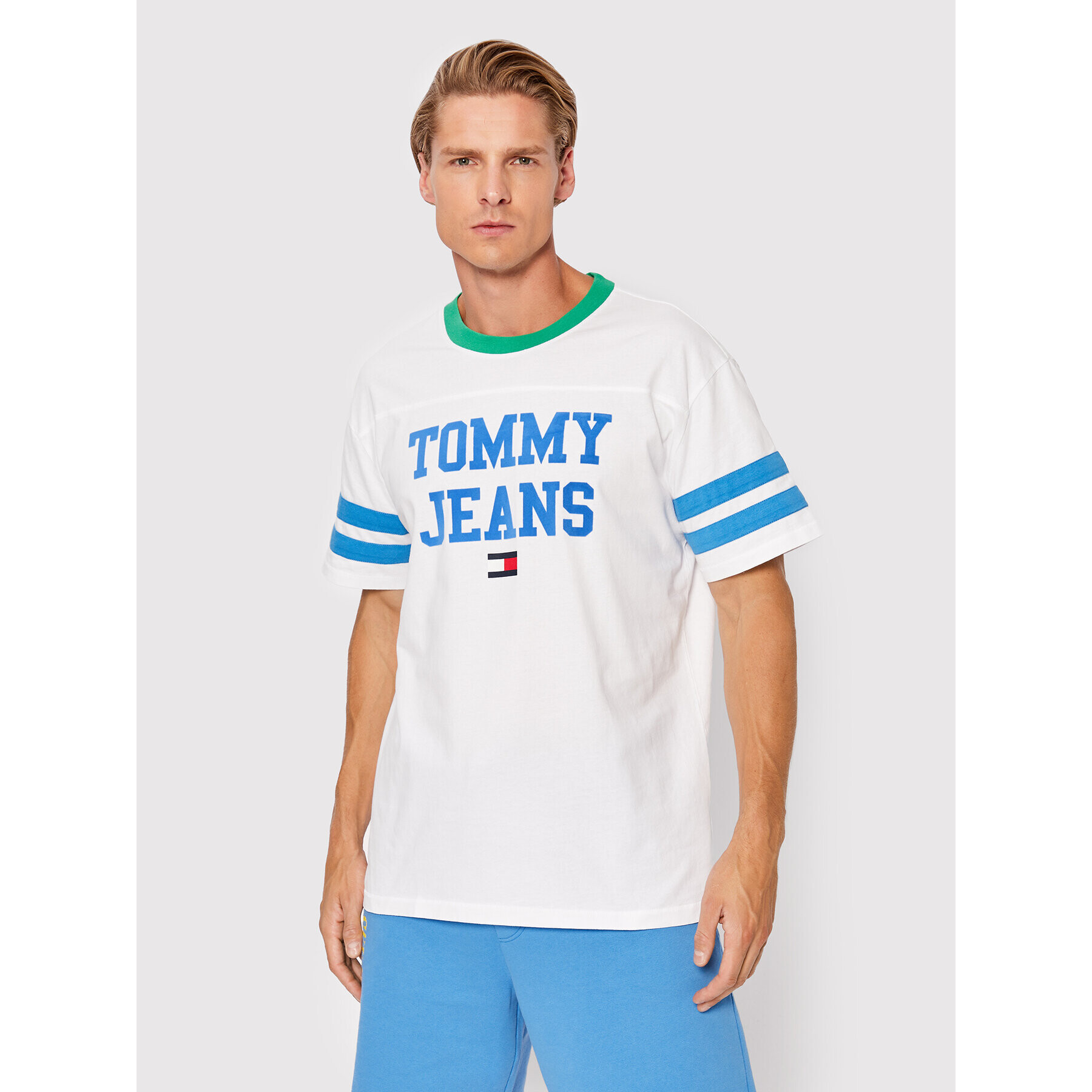 Tommy Jeans Тишърт Ringer DM0DM14942 Бял Regular Fit - Pepit.bg