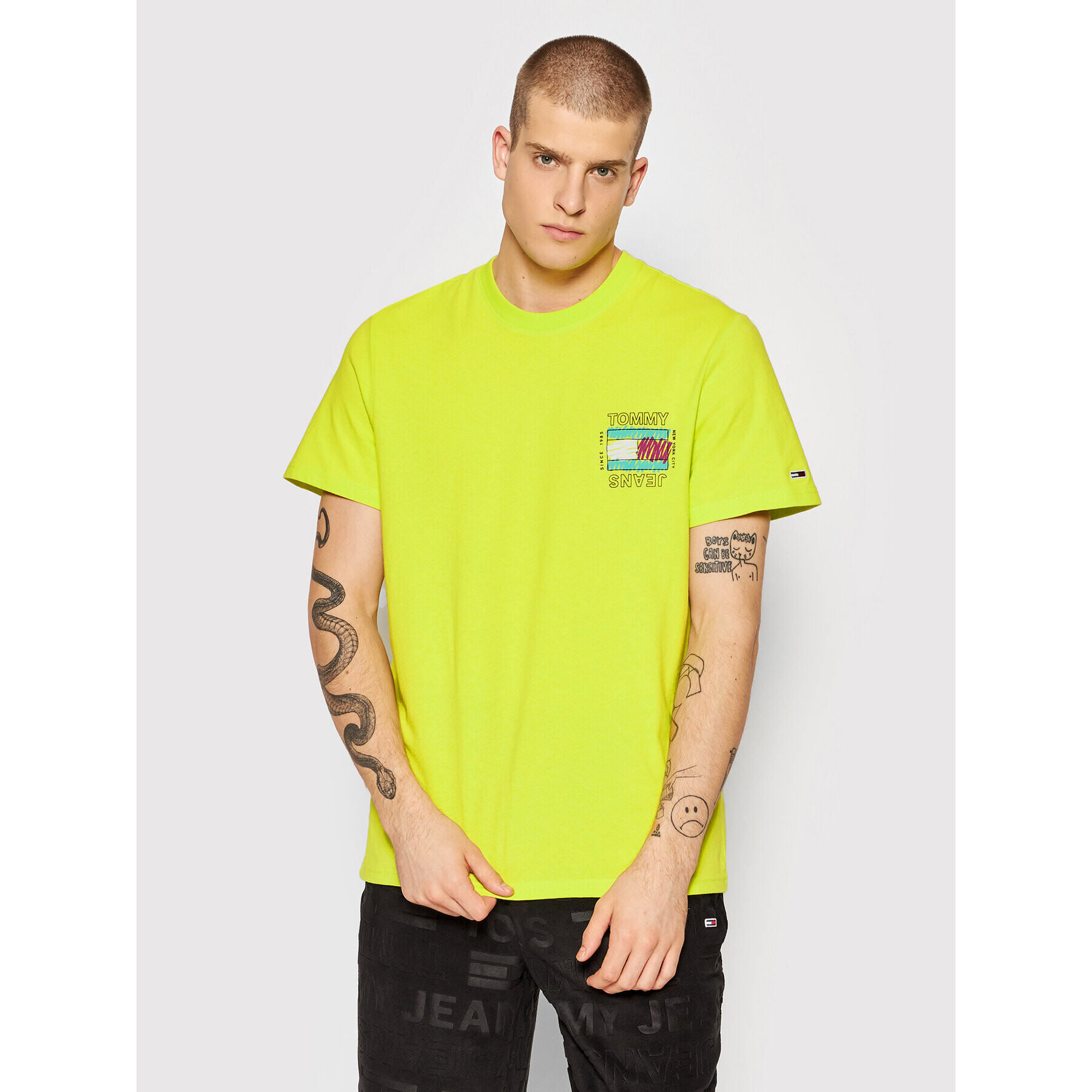 Tommy Jeans Тишърт Scribble Flag DM0DM11613 Зелен Regular Fit - Pepit.bg