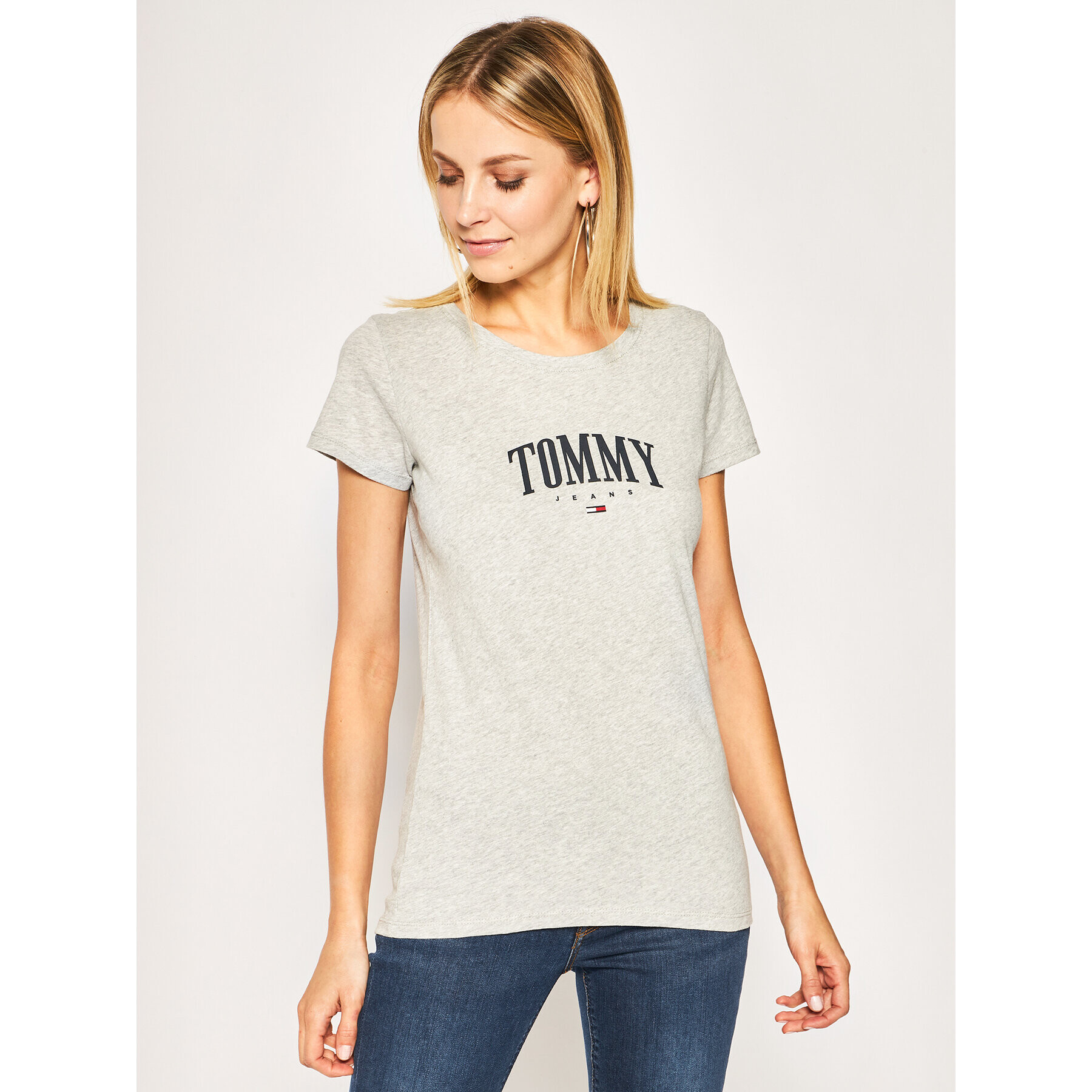 Tommy Jeans Тишърт Script DW0DW08061 Сив Slim Fit - Pepit.bg