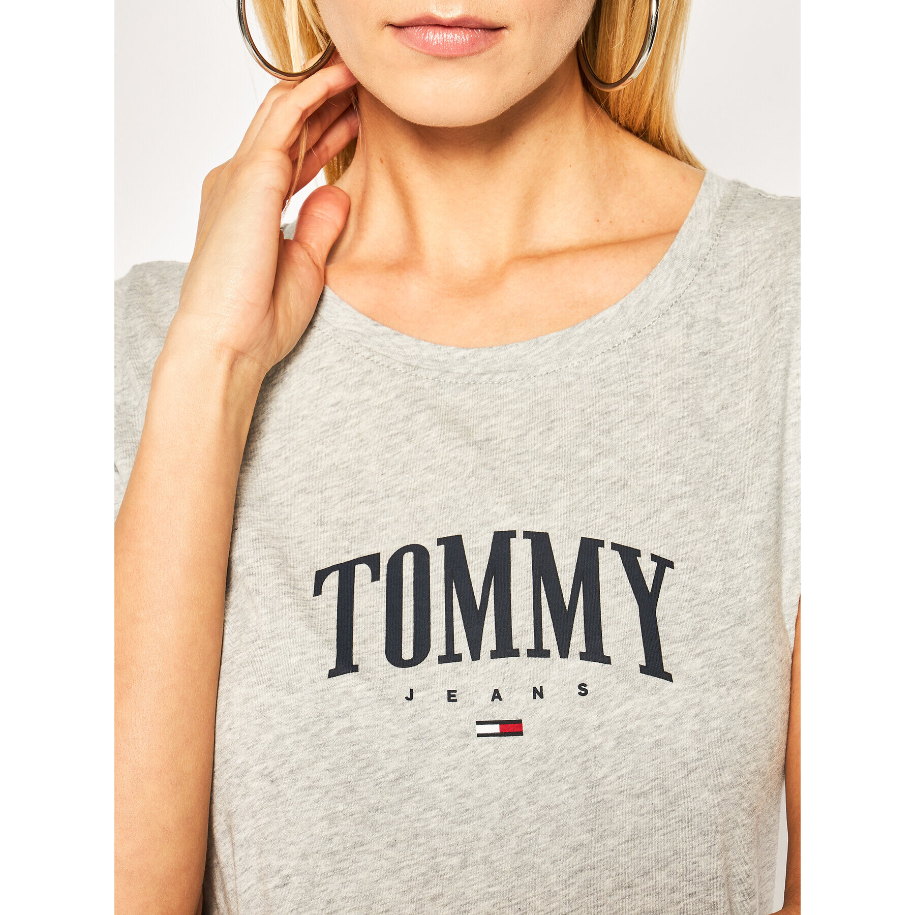 Tommy Jeans Тишърт Script DW0DW08061 Сив Slim Fit - Pepit.bg