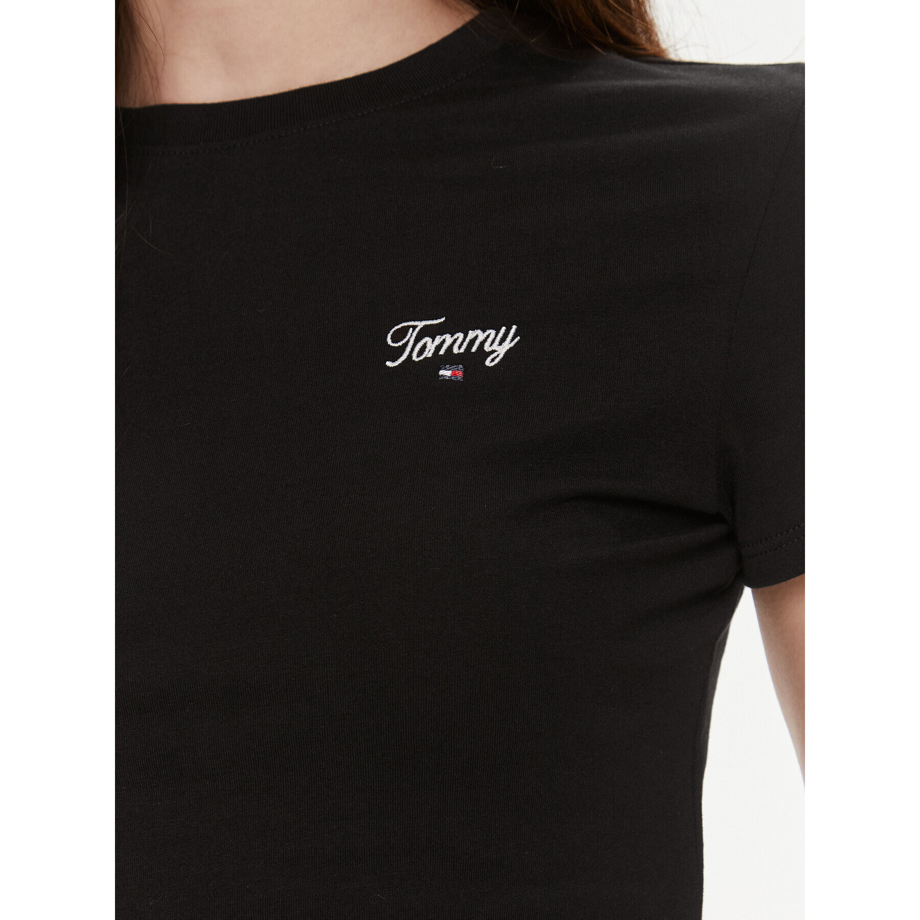 Tommy Jeans Тишърт Script DW0DW17366 Черен Slim Fit - Pepit.bg