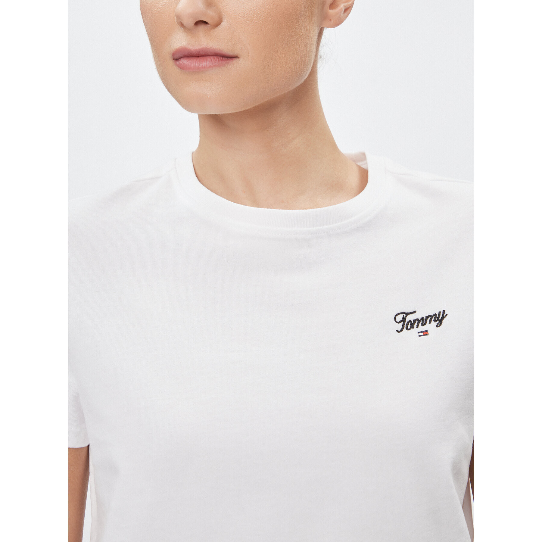 Tommy Jeans Тишърт Script DW0DW17367 Бял Regular Fit - Pepit.bg