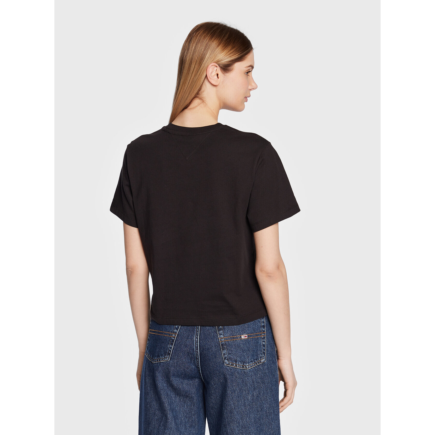 Tommy Jeans Тишърт Serif Linear DW0DW15049 Черен Regular Fit - Pepit.bg