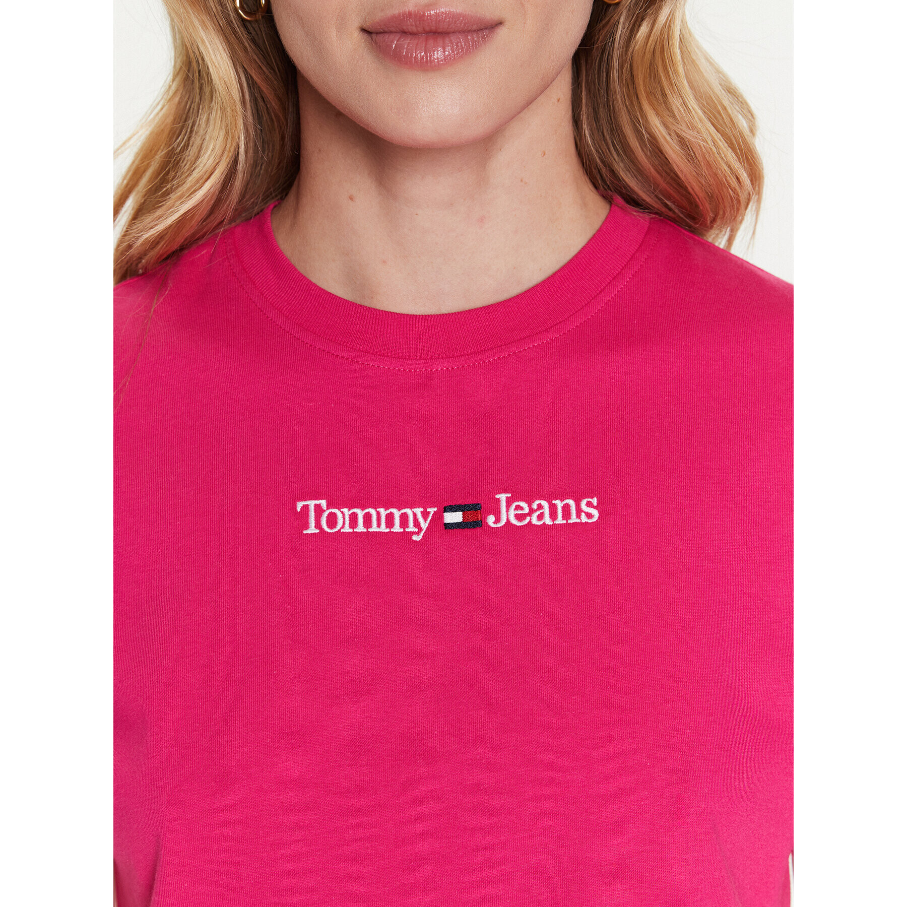 Tommy Jeans Тишърт Serif Linear DW0DW15049 Розов Regular Fit - Pepit.bg