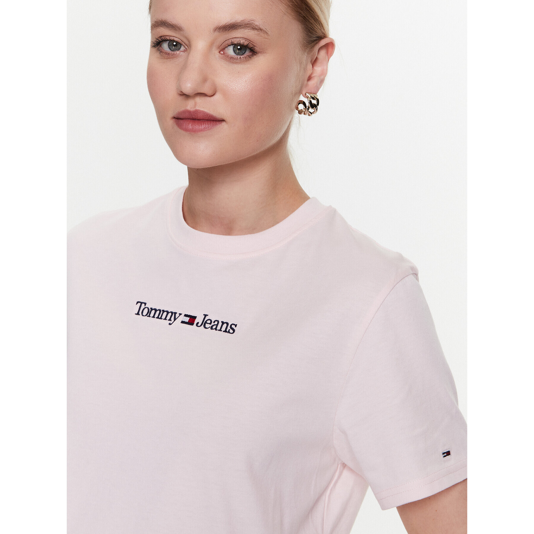 Tommy Jeans Тишърт Serif Linear DW0DW15049 Розов Regular Fit - Pepit.bg