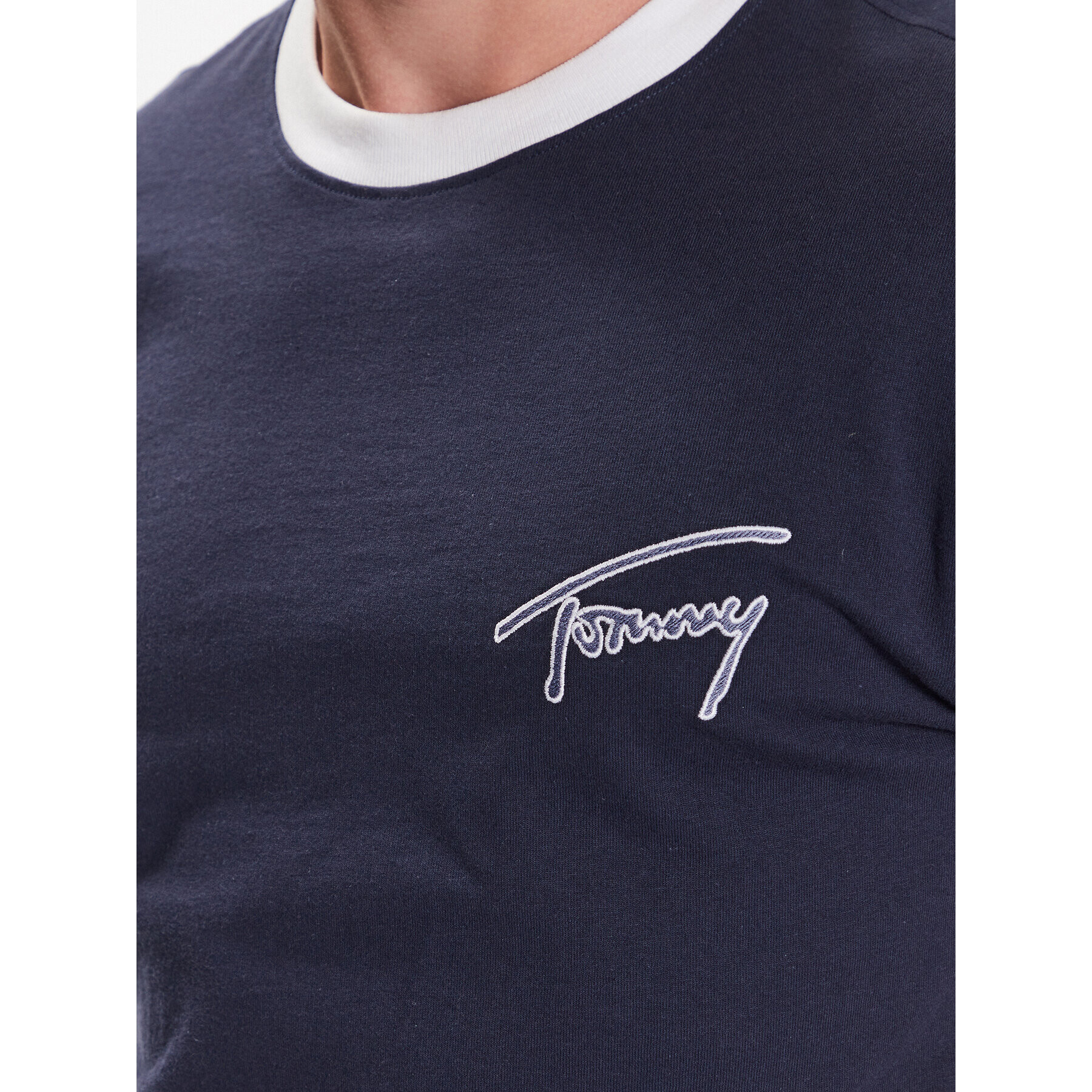 Tommy Jeans Тишърт Signature DM0DM16324 Тъмносин Regular Fit - Pepit.bg