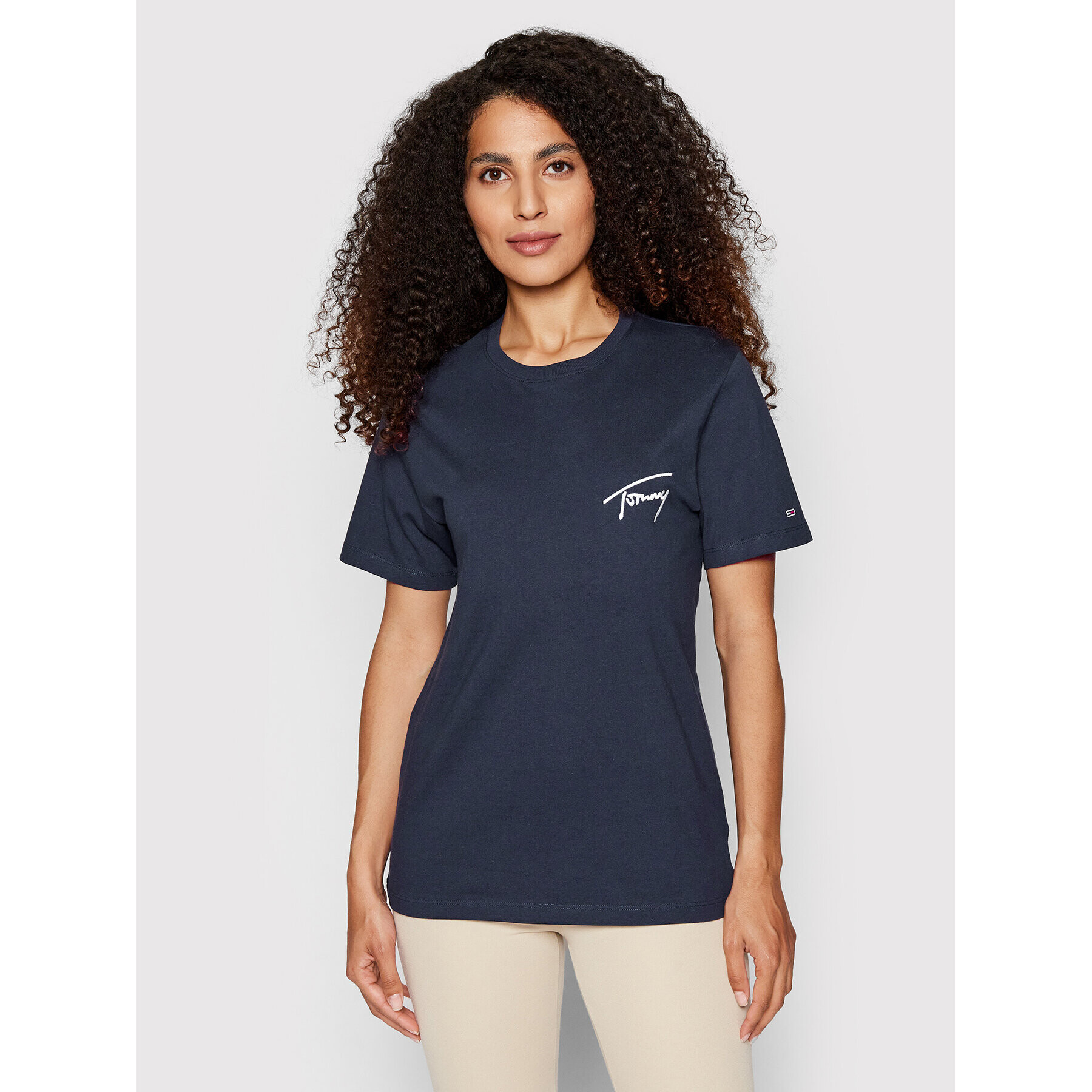 Tommy Jeans Тишърт Signature DW0DW12940 Тъмносин Relaxed Fit - Pepit.bg