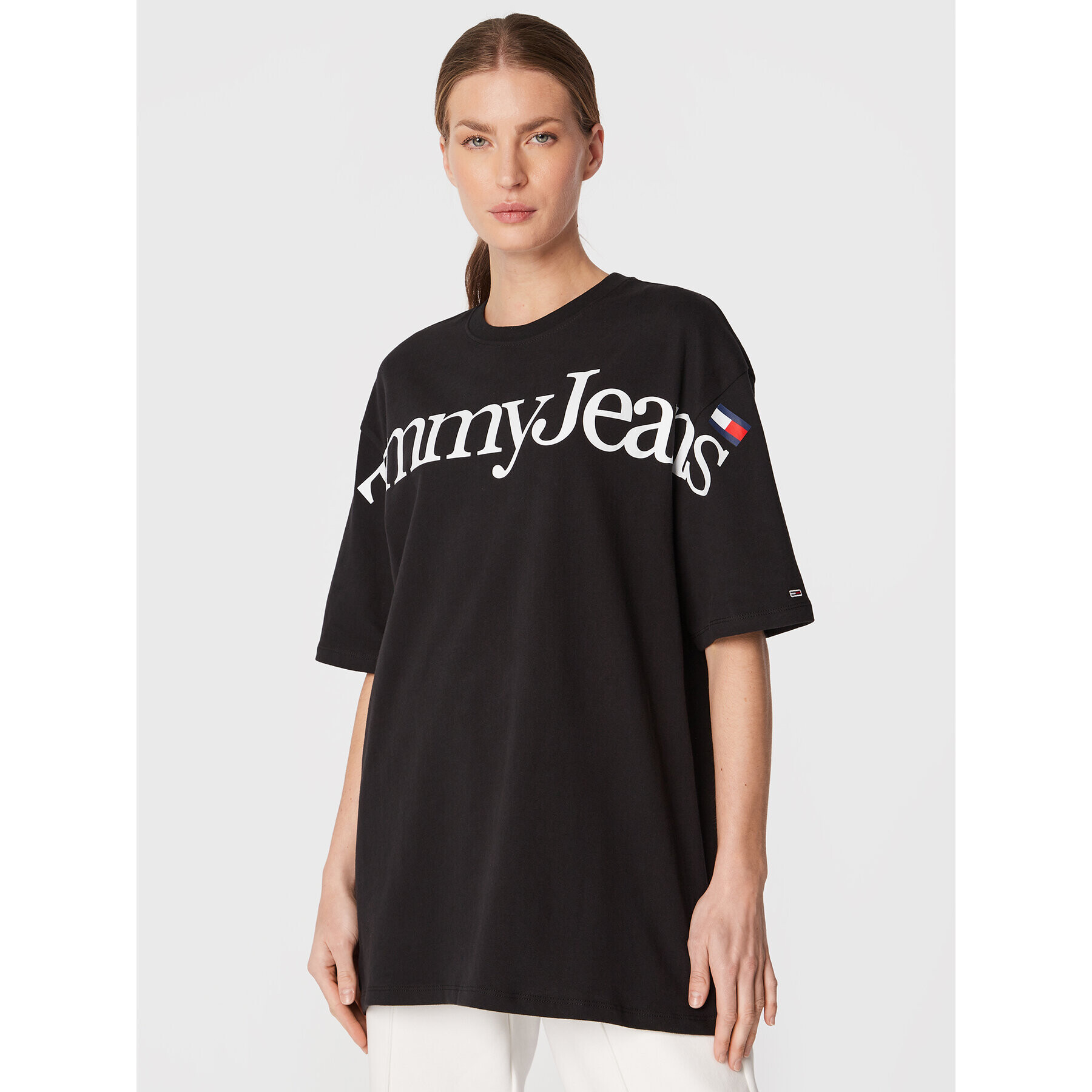 Tommy Jeans Тишърт Skater Lower Case DW0DW14546 Черен Oversize - Pepit.bg