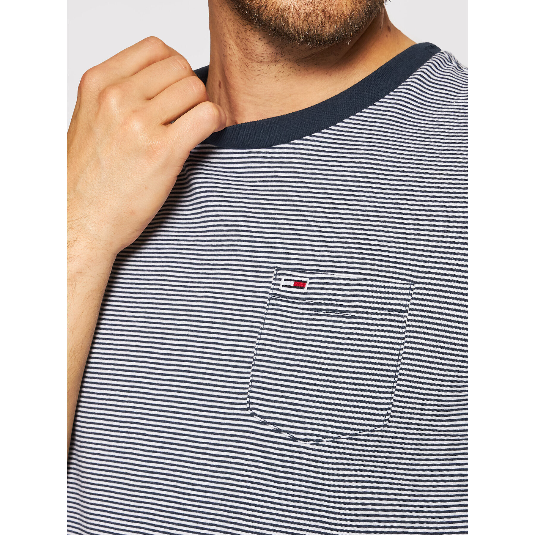 Tommy Jeans Тишърт Stripe Pocket DM0DM10884 Тъмносин Regular Fit - Pepit.bg