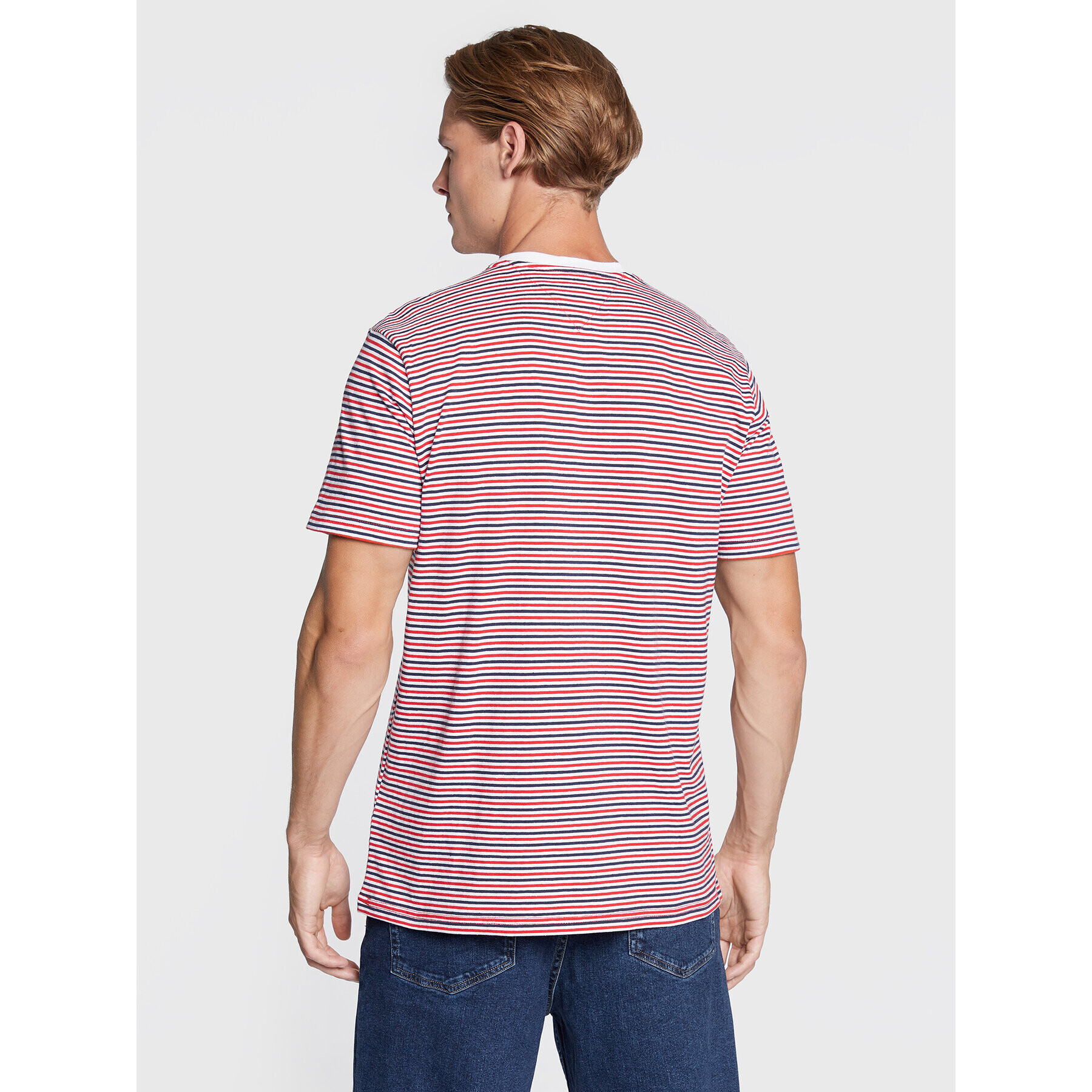 Tommy Jeans Тишърт Textured Stripe DM0DM13824 Червен Regular Fit - Pepit.bg