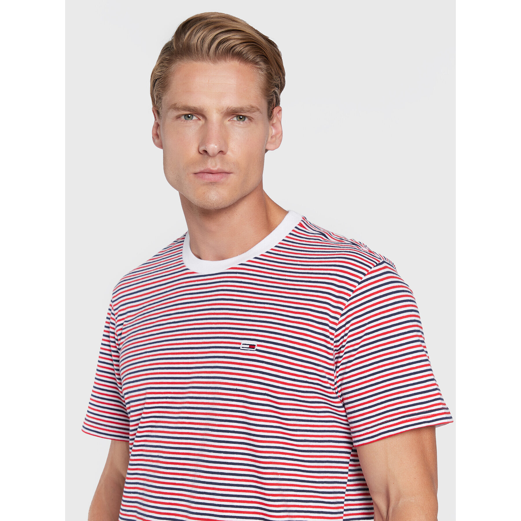 Tommy Jeans Тишърт Textured Stripe DM0DM13824 Червен Regular Fit - Pepit.bg