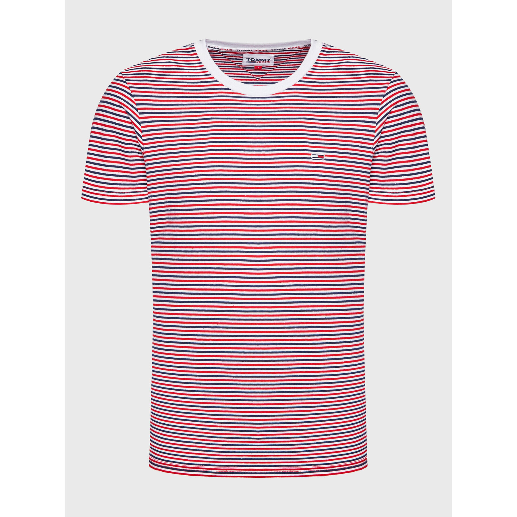 Tommy Jeans Тишърт Textured Stripe DM0DM13824 Червен Regular Fit - Pepit.bg