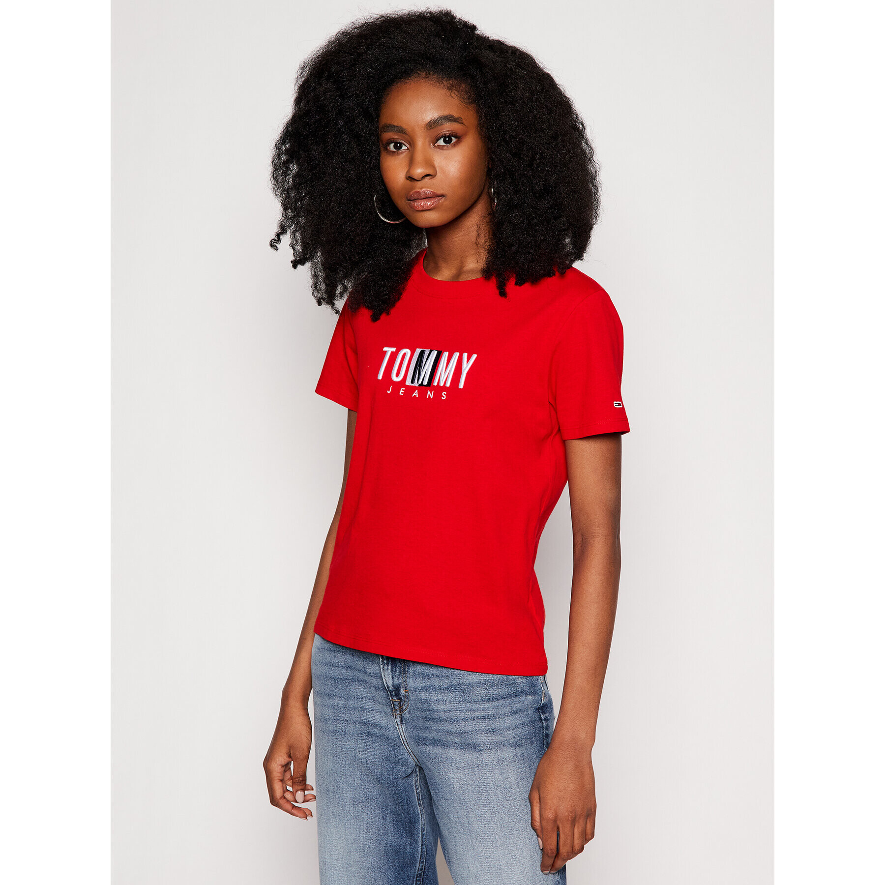 Tommy Jeans Тишърт Timeless Box DW0DW09809 Червен Regular Fit - Pepit.bg