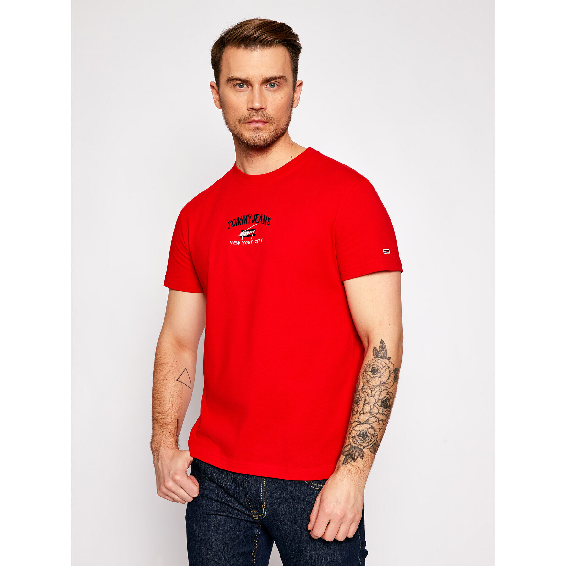 Tommy Jeans Тишърт Timeless Script Tee DM0DM10620 Червен Regular Fit - Pepit.bg