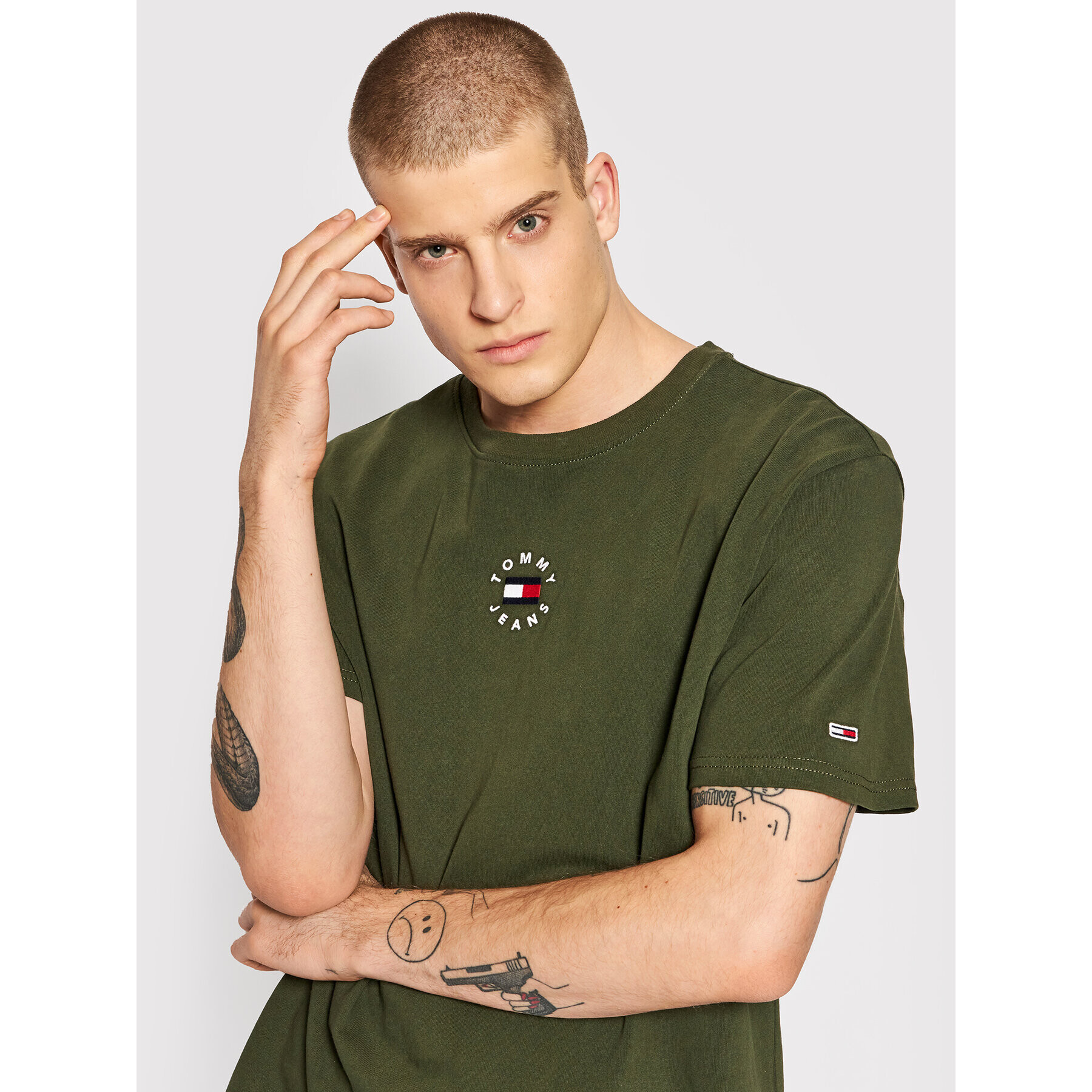 Tommy Jeans Тишърт Tiny Circular DM0DM11602 Зелен Regular Fit - Pepit.bg