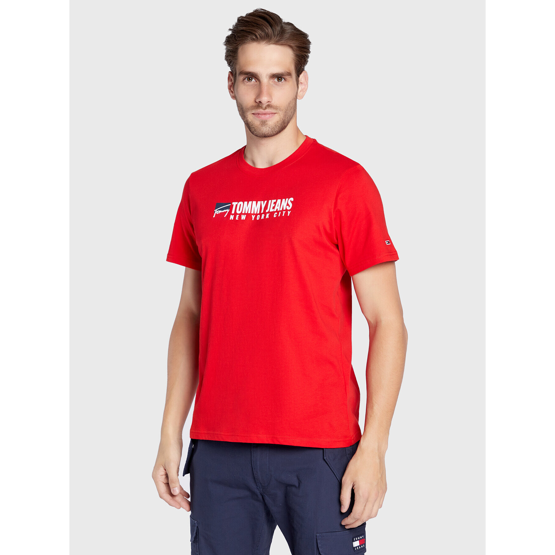 Tommy Jeans Тишърт Tjm Entry Athletics DM0DM14001 Червен Regular Fit - Pepit.bg