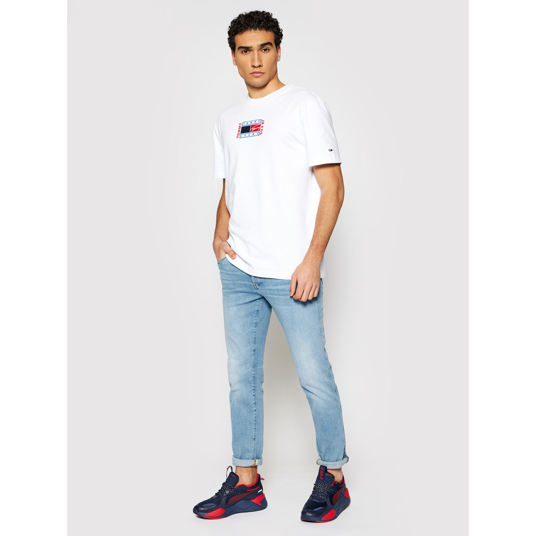 Tommy Jeans Тишърт Tjm Timeless Flag Tee DM0DM10621 Бял Regular Fit - Pepit.bg