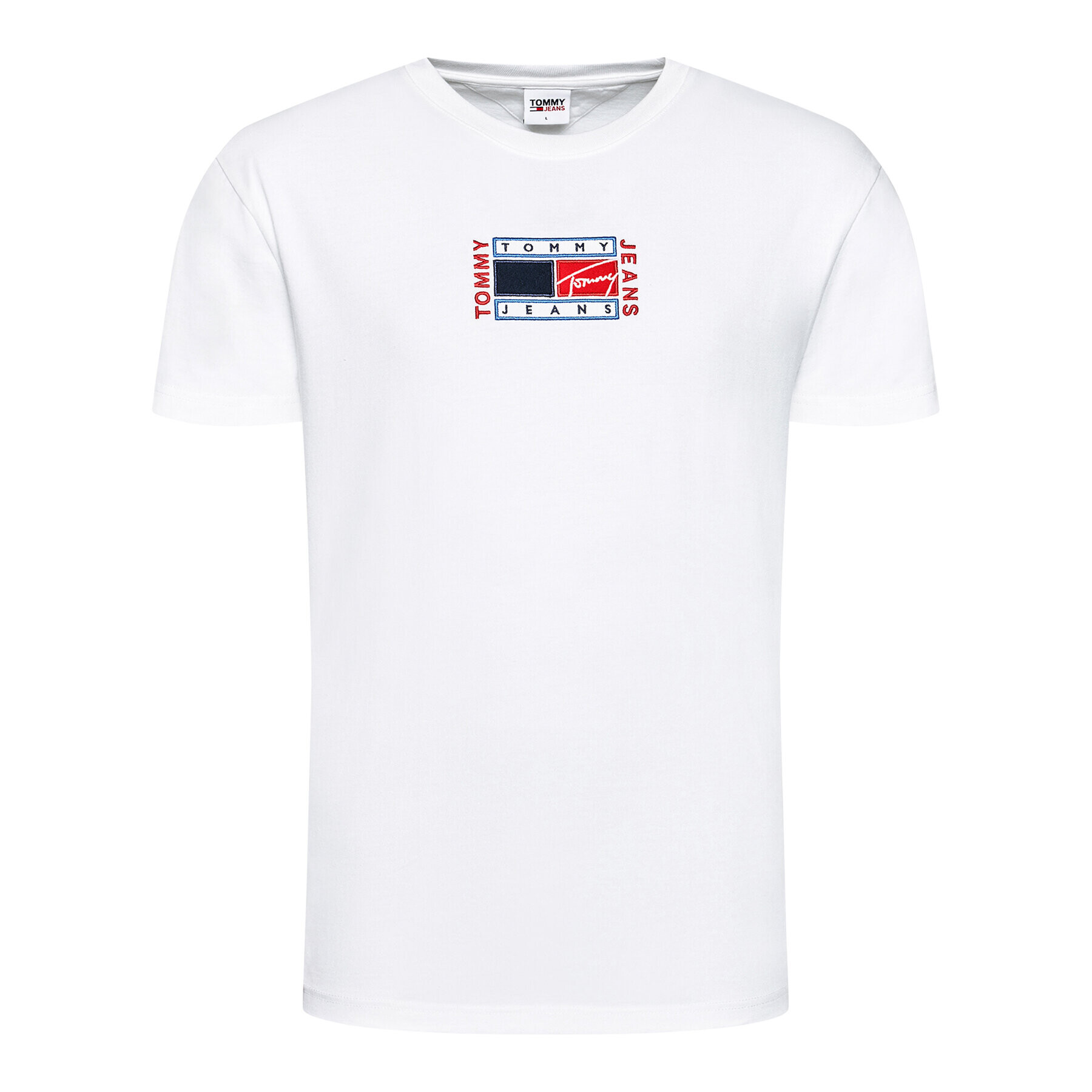 Tommy Jeans Тишърт Tjm Timeless Flag Tee DM0DM10621 Бял Regular Fit - Pepit.bg