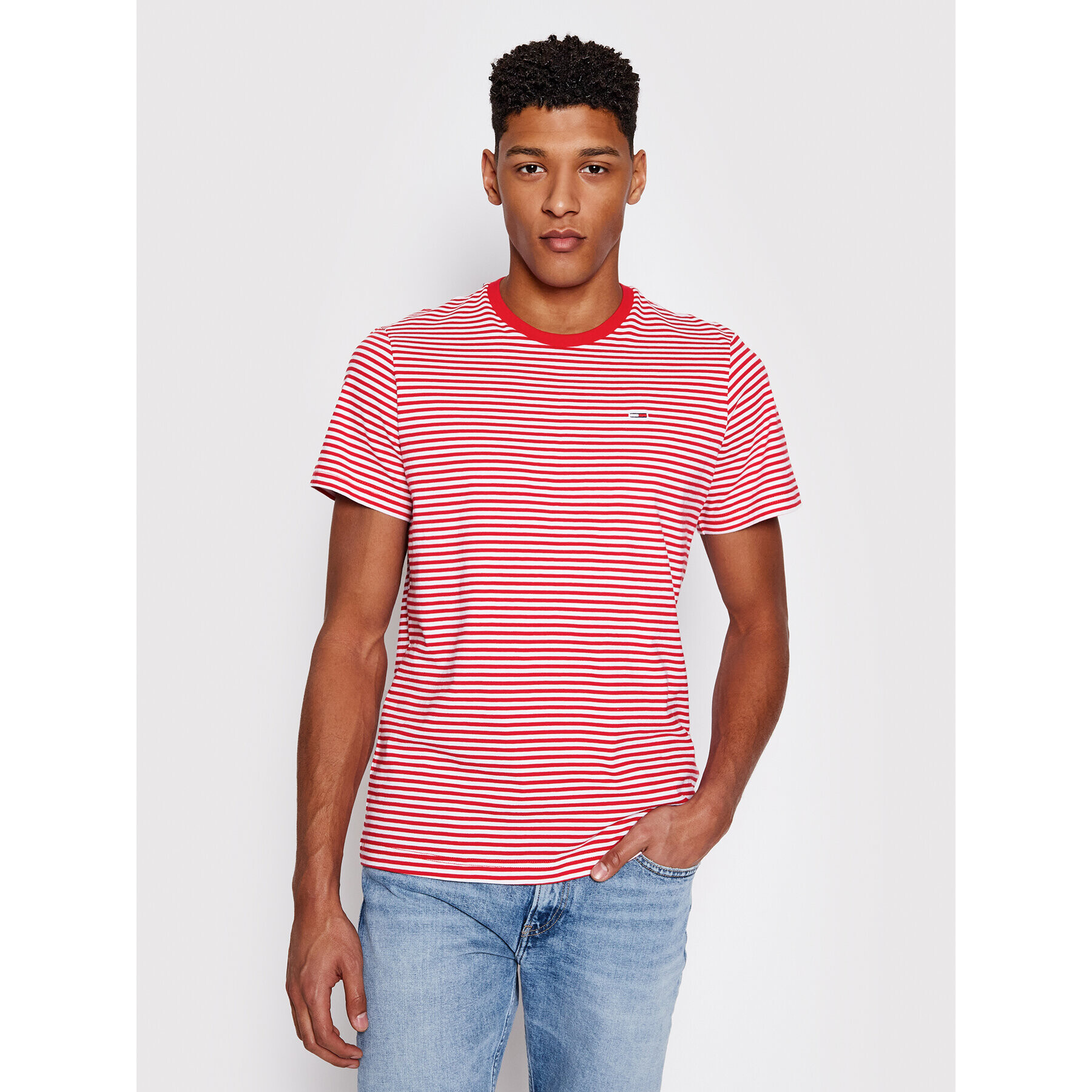 Tommy Jeans Тишърт Tjm Tommy Classics Stripe Tee DM0DM05515 Червен Regular Fit - Pepit.bg