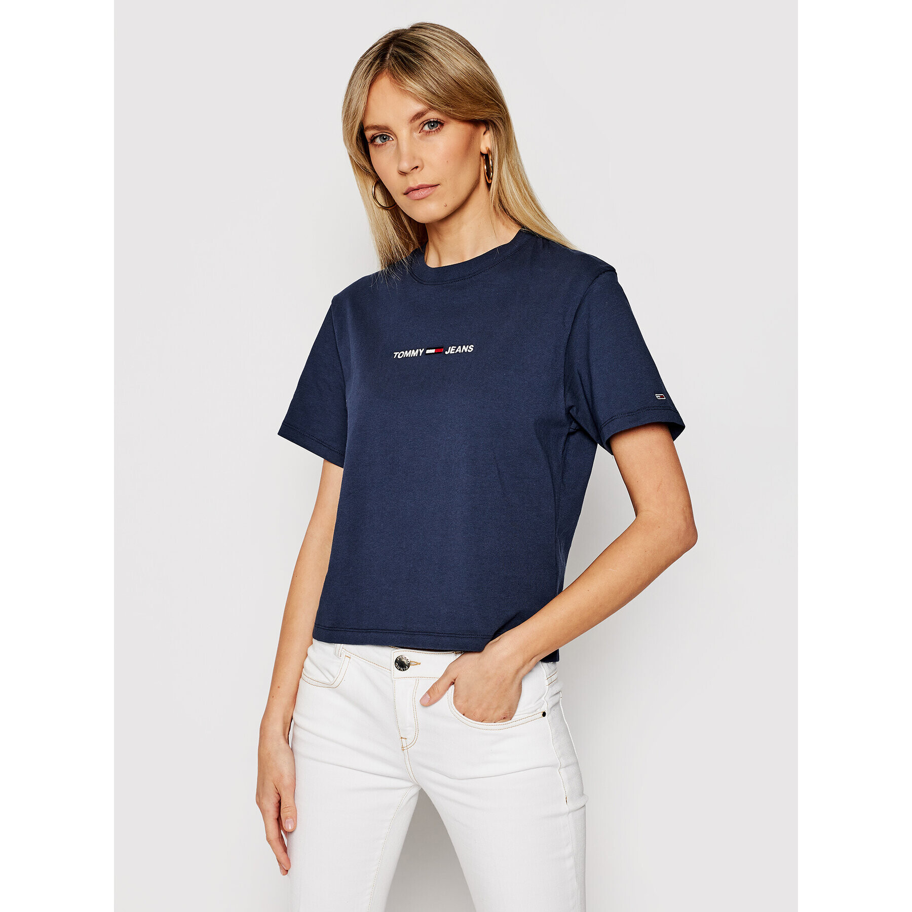 Tommy Jeans Тишърт Tjw Bxy Linear Logo DW0DW10057 Тъмносин Regular Fit - Pepit.bg