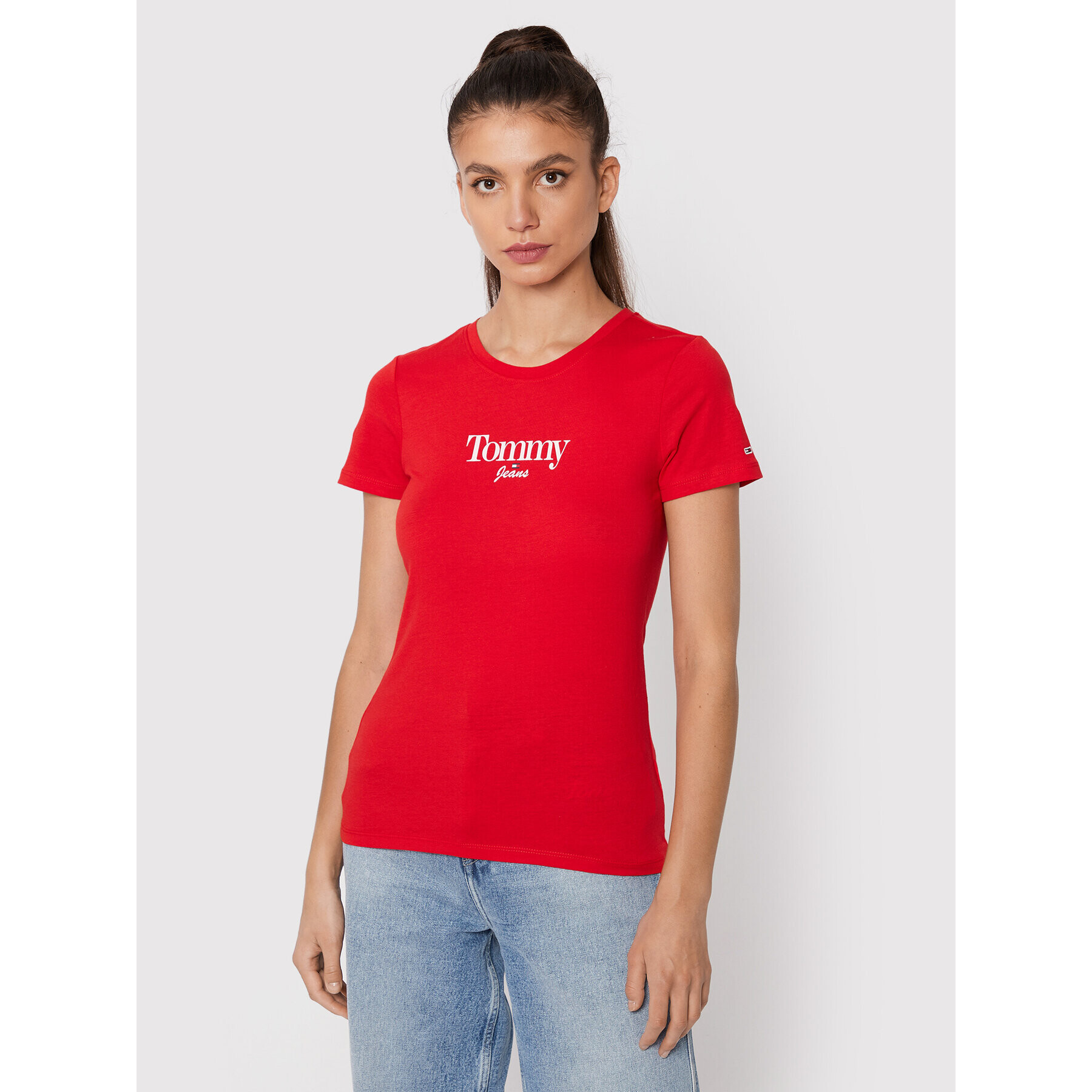 Tommy Jeans Тишърт Tjw Essential Logo DW0DW13696 Червен Regular Fit - Pepit.bg