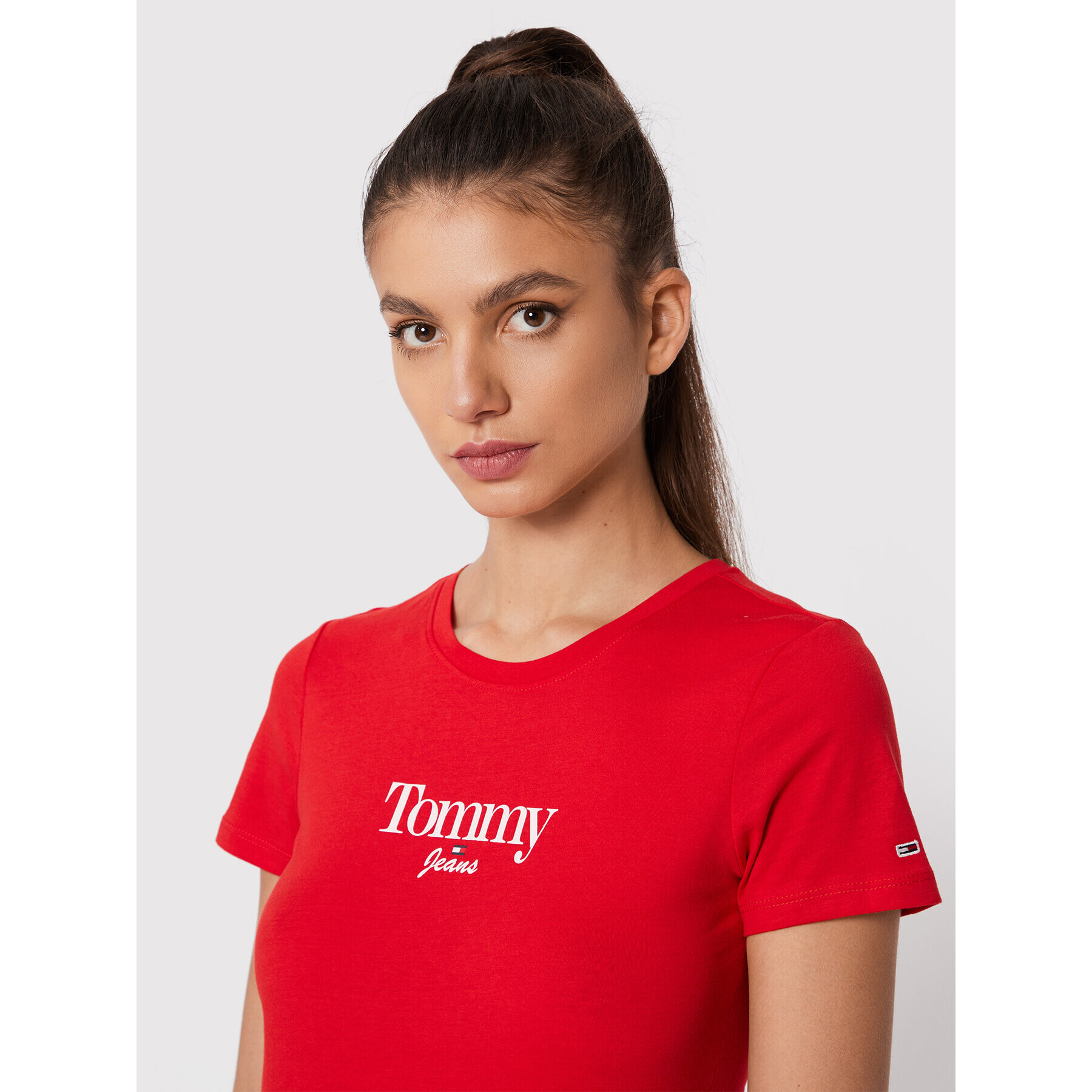 Tommy Jeans Тишърт Tjw Essential Logo DW0DW13696 Червен Regular Fit - Pepit.bg