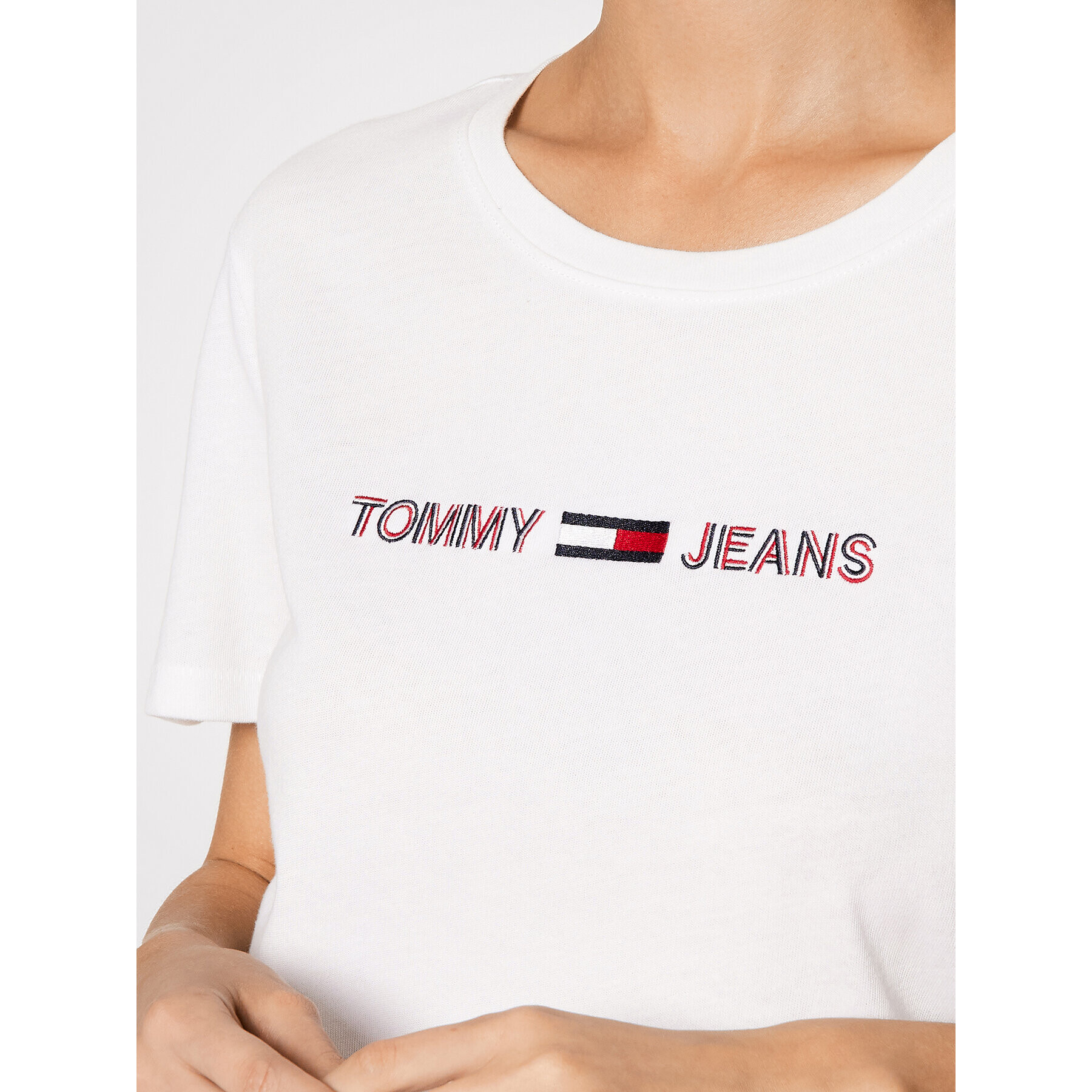 Tommy Jeans Тишърт Tjw Rwb Linear DW0DW10409 Бял Slim Fit - Pepit.bg