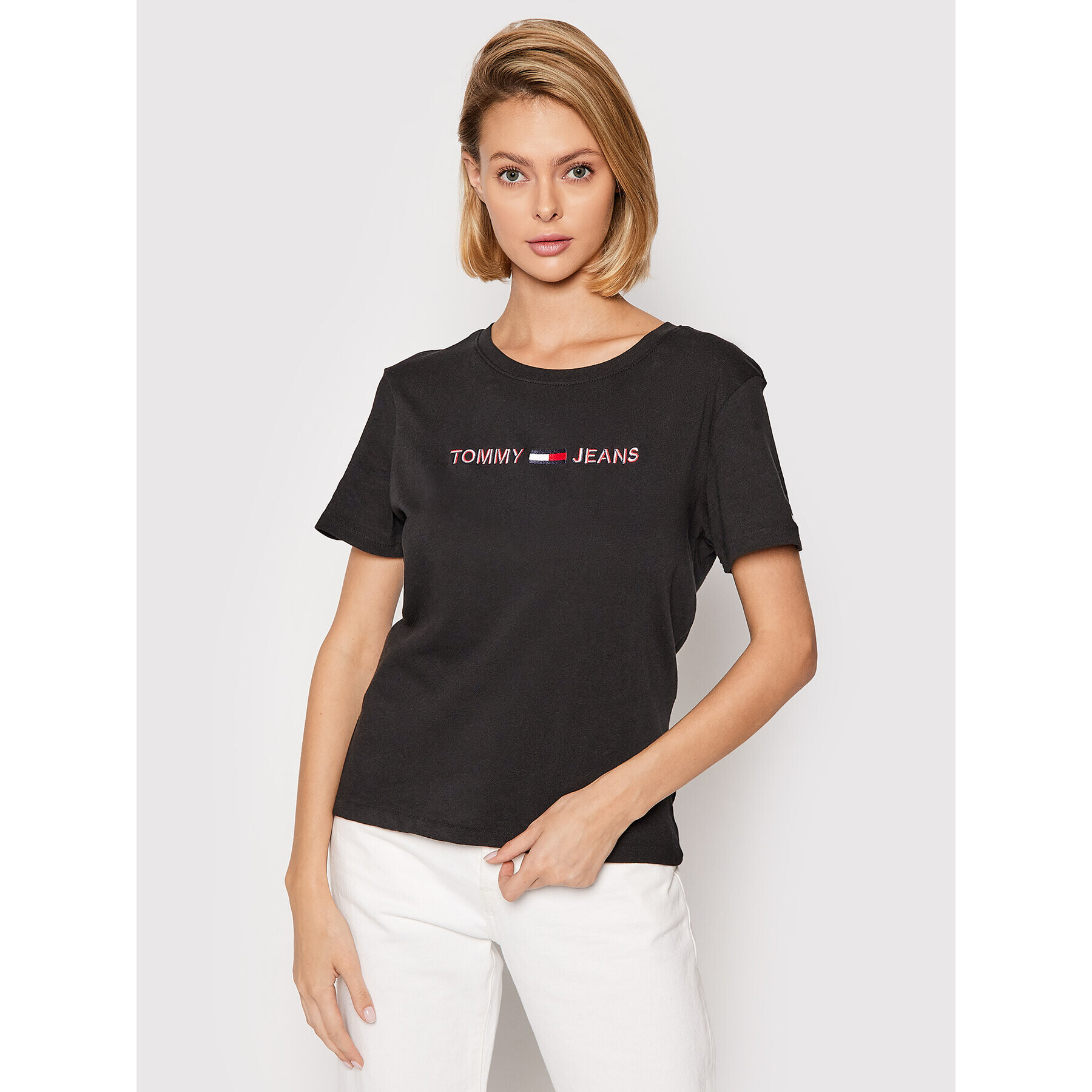 Tommy Jeans Тишърт Tjw Rwb Linear DW0DW10409 Черен Slim Fit - Pepit.bg