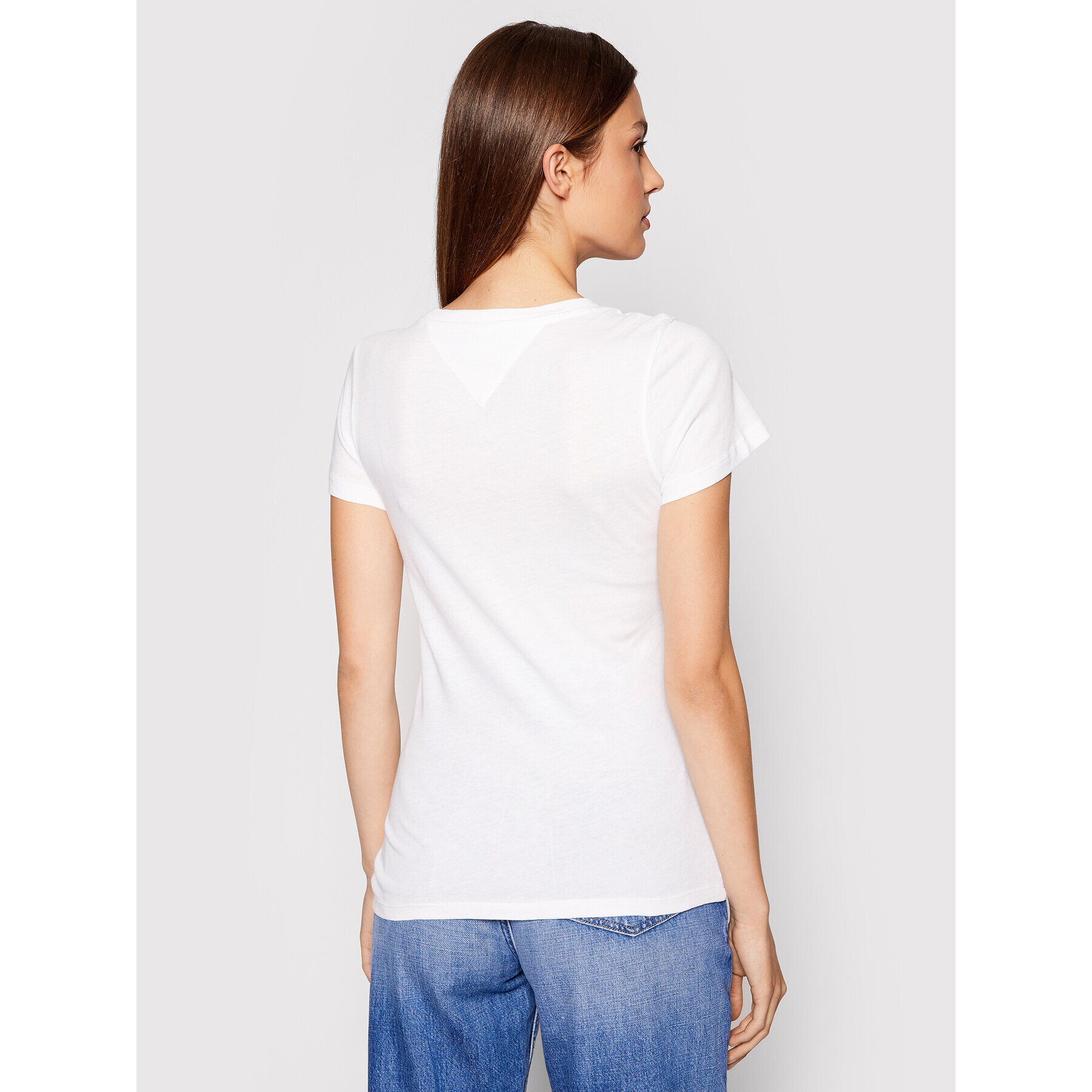 Tommy Jeans Тишърт Tjw Script DW0DW09558 Бял Skinny Fit - Pepit.bg