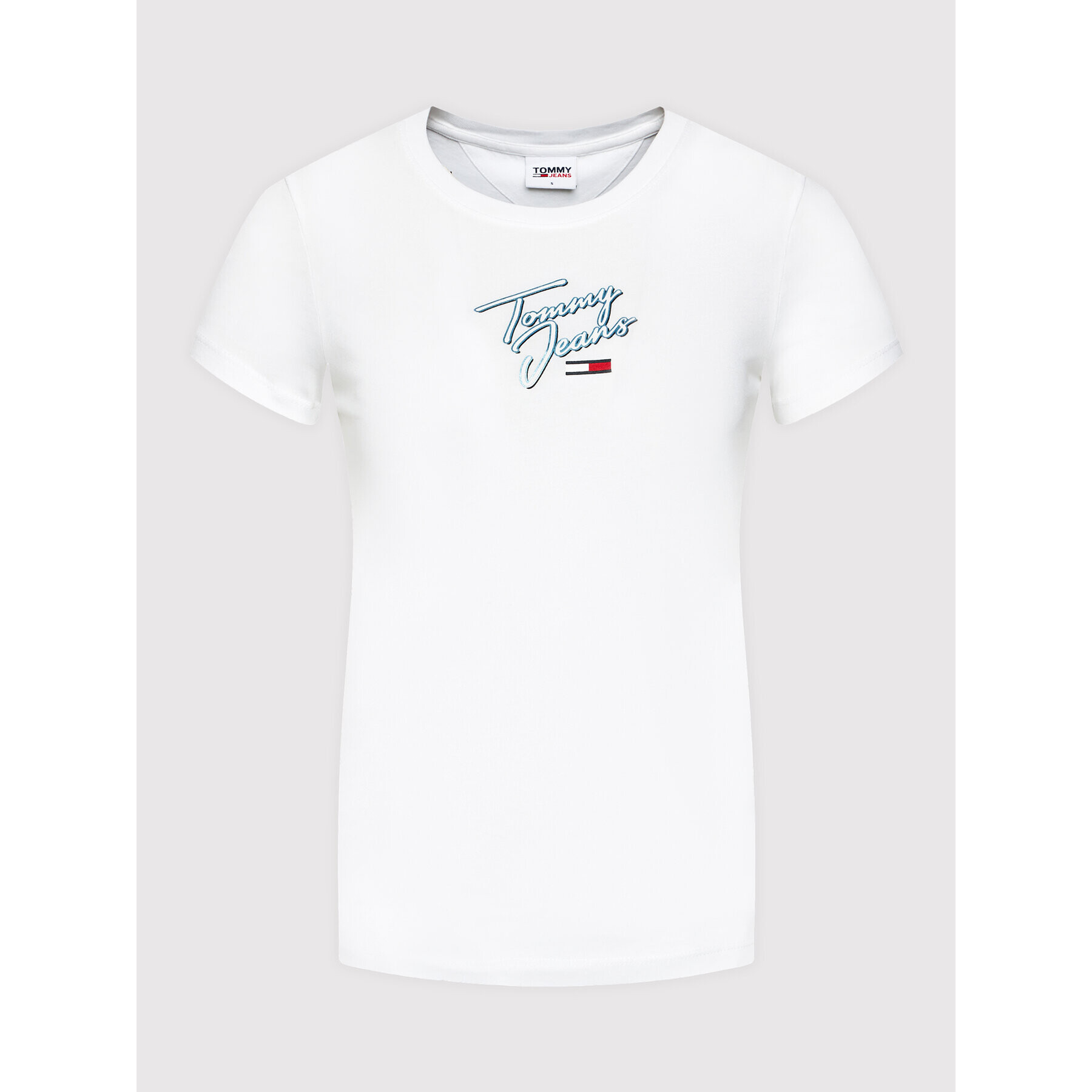 Tommy Jeans Тишърт Tjw Script DW0DW09558 Бял Skinny Fit - Pepit.bg