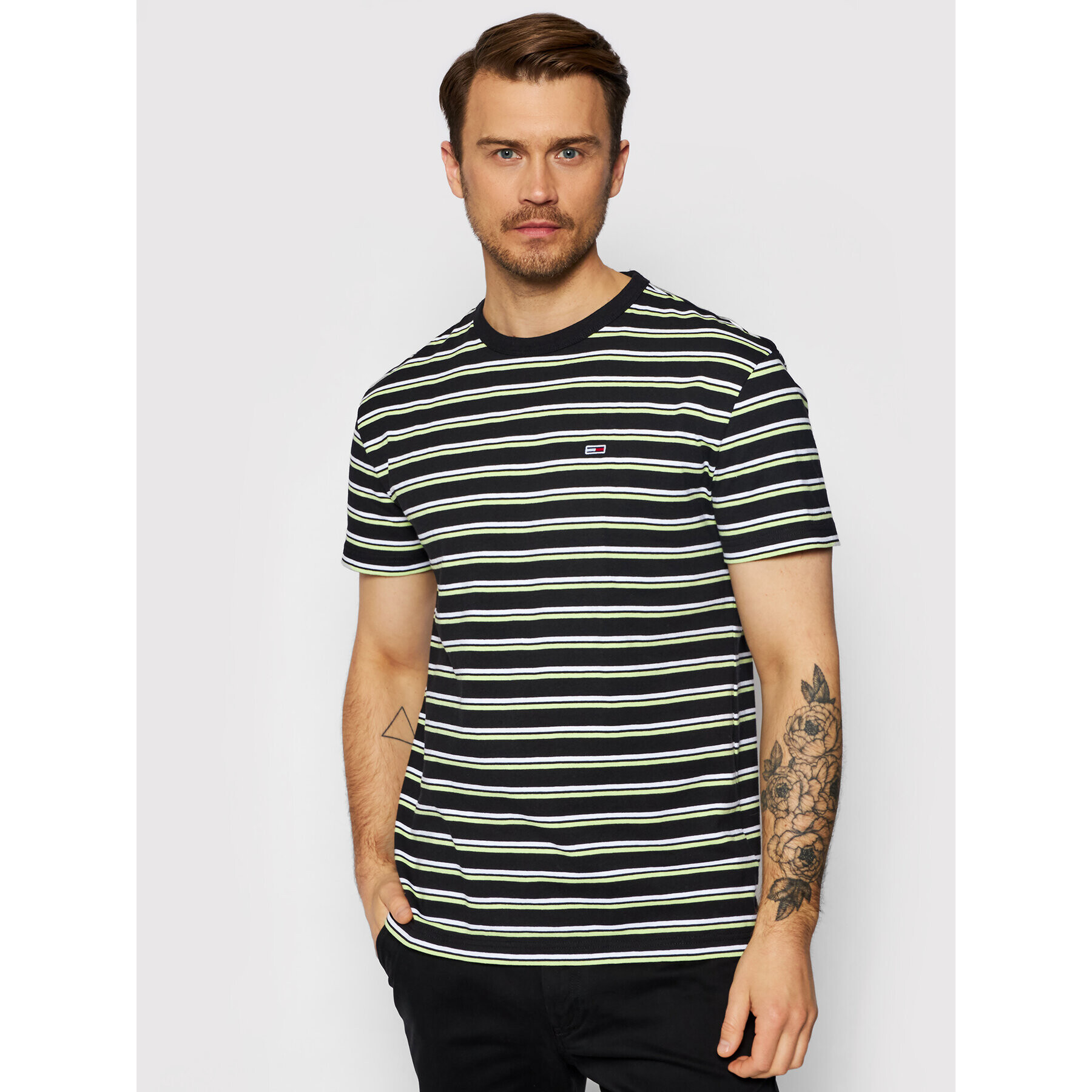 Tommy Jeans Тишърт Two Tone Stripe Classic DM0DM10264 Черен Regular Fit - Pepit.bg