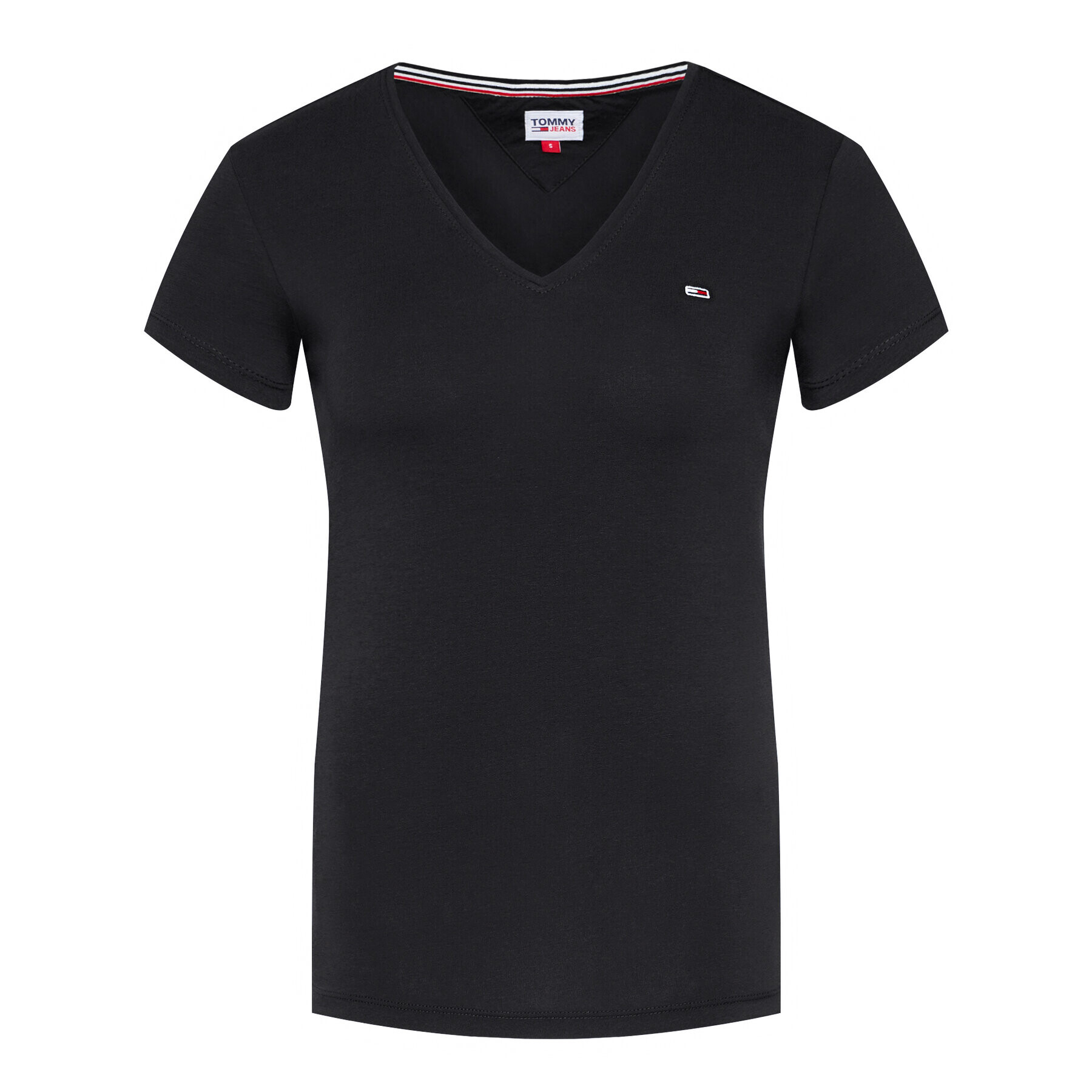 Tommy Jeans Тишърт V Neck DW0DW09195 Черен Slim Fit - Pepit.bg