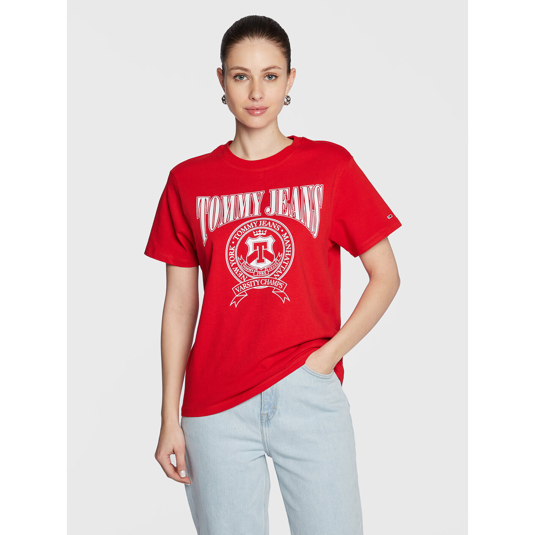 Tommy Jeans Тишърт Varsity DW0DW14919 Червен Loose Fit - Pepit.bg