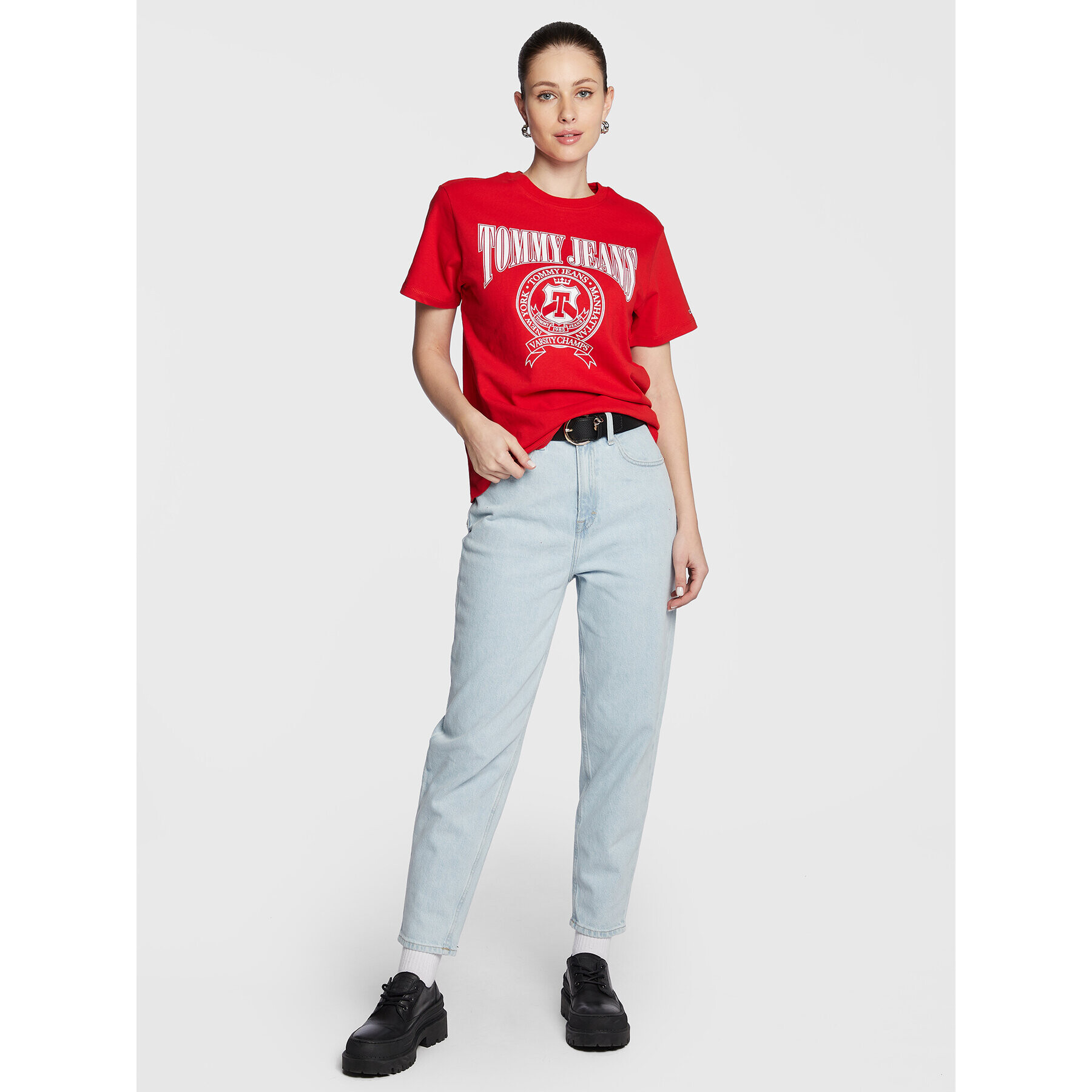 Tommy Jeans Тишърт Varsity DW0DW14919 Червен Loose Fit - Pepit.bg