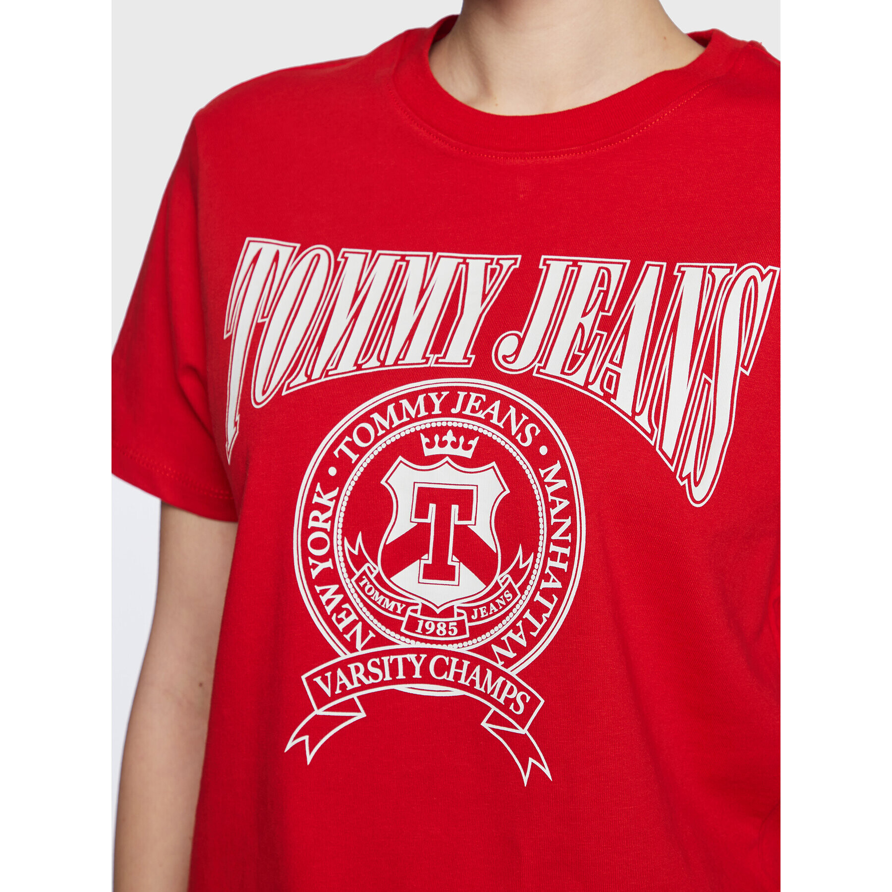 Tommy Jeans Тишърт Varsity DW0DW14919 Червен Loose Fit - Pepit.bg