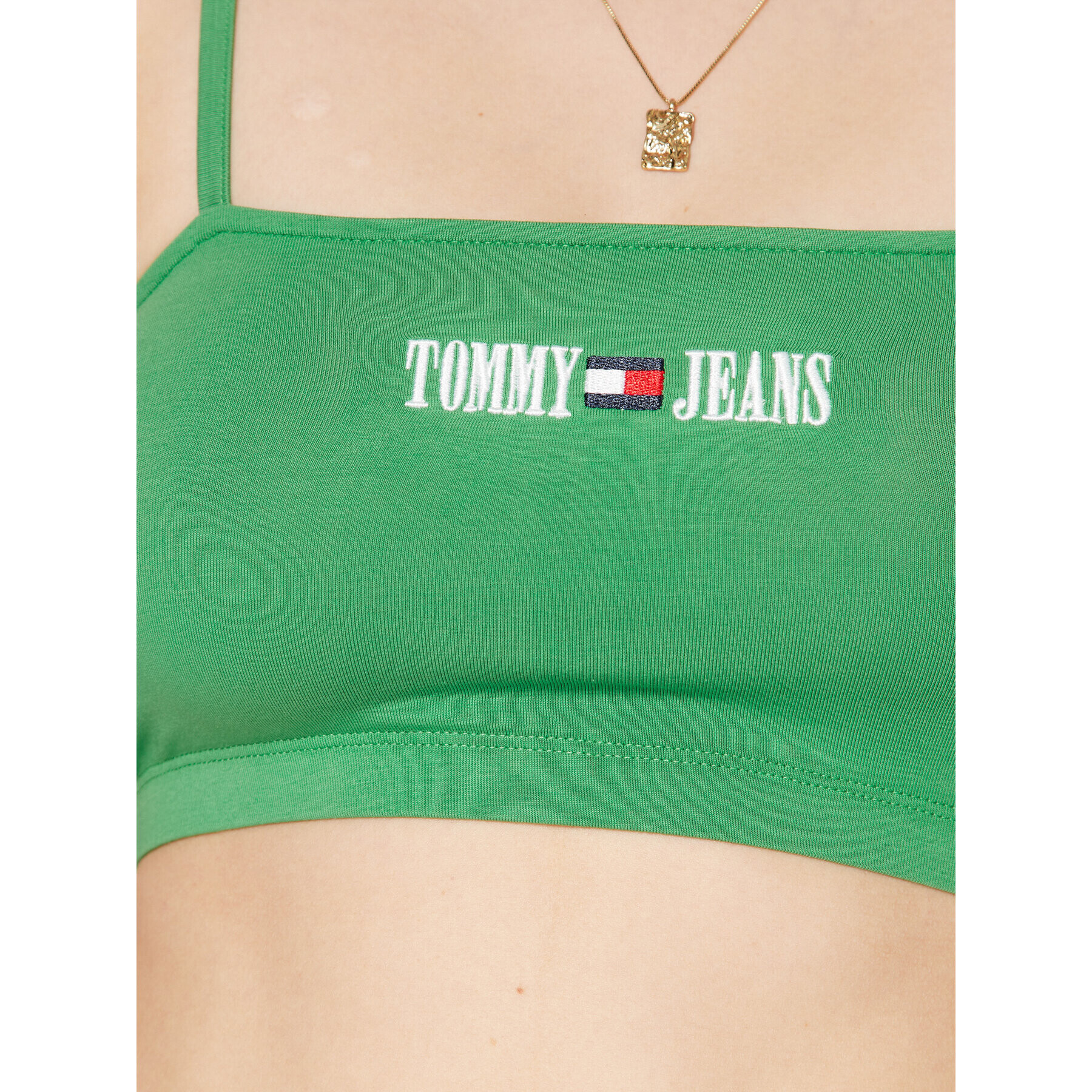 Tommy Jeans топ DW0DW15458 Зелен Slim Fit - Pepit.bg