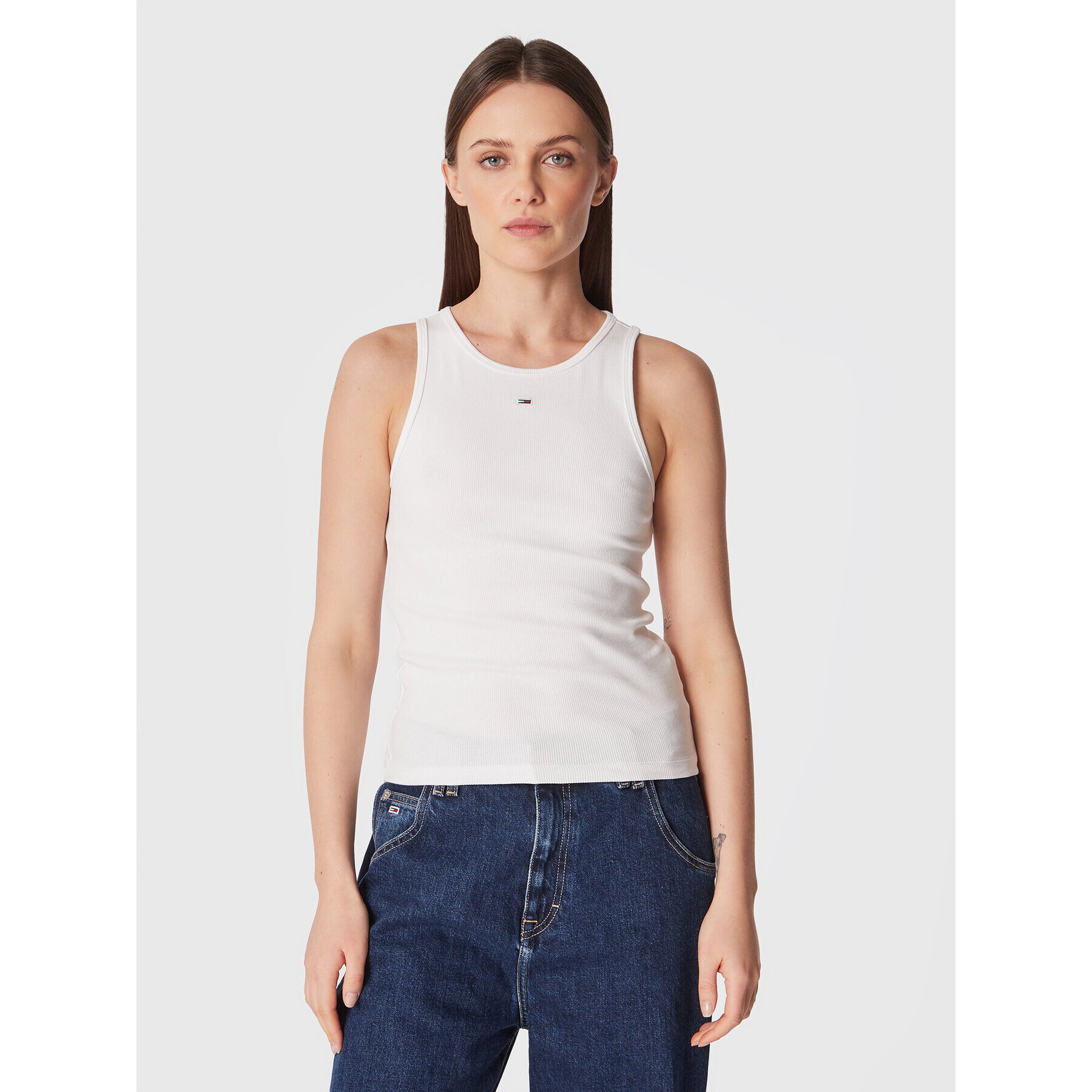 Tommy Jeans топ Essential DW0DW14875 Бял Regular Fit - Pepit.bg