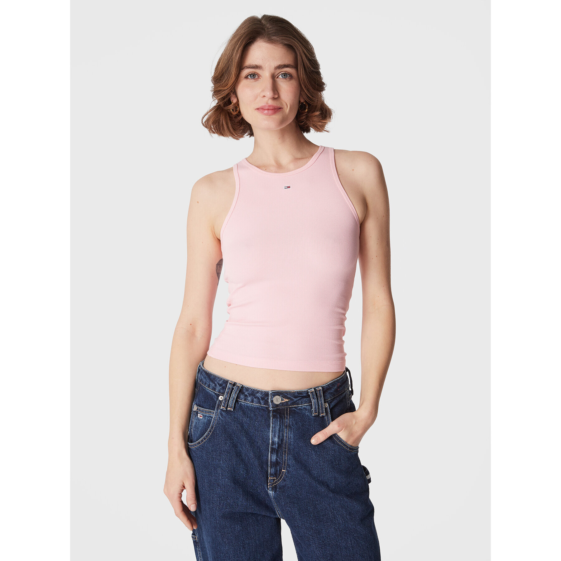 Tommy Jeans топ Essential DW0DW14875 Розов Slim Fit - Pepit.bg