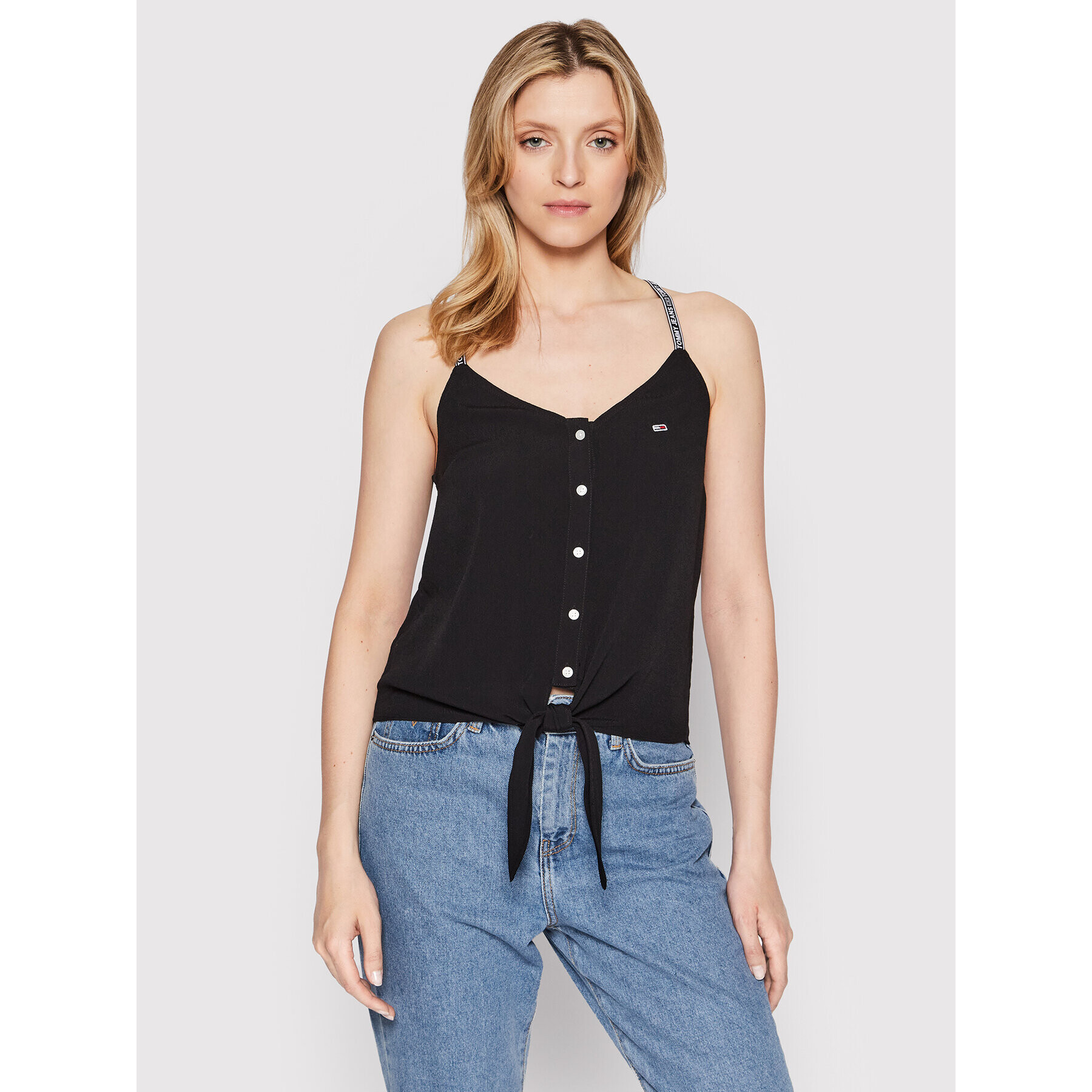 Tommy Jeans топ Essential Strappy DW0DW12890 Черен Regular Fit - Pepit.bg