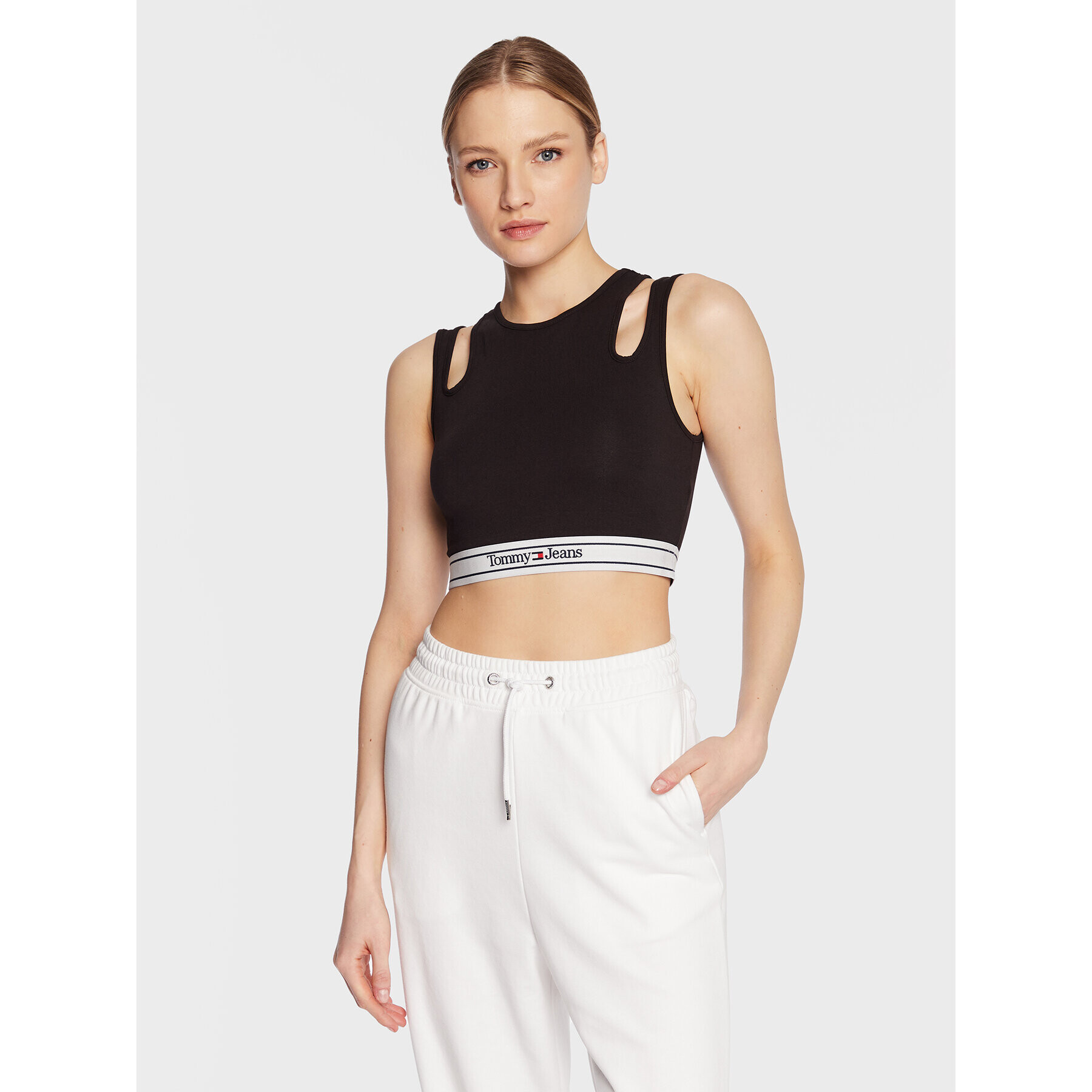 Tommy Jeans топ Logo DW0DW14892 Черен Slim Fit - Pepit.bg