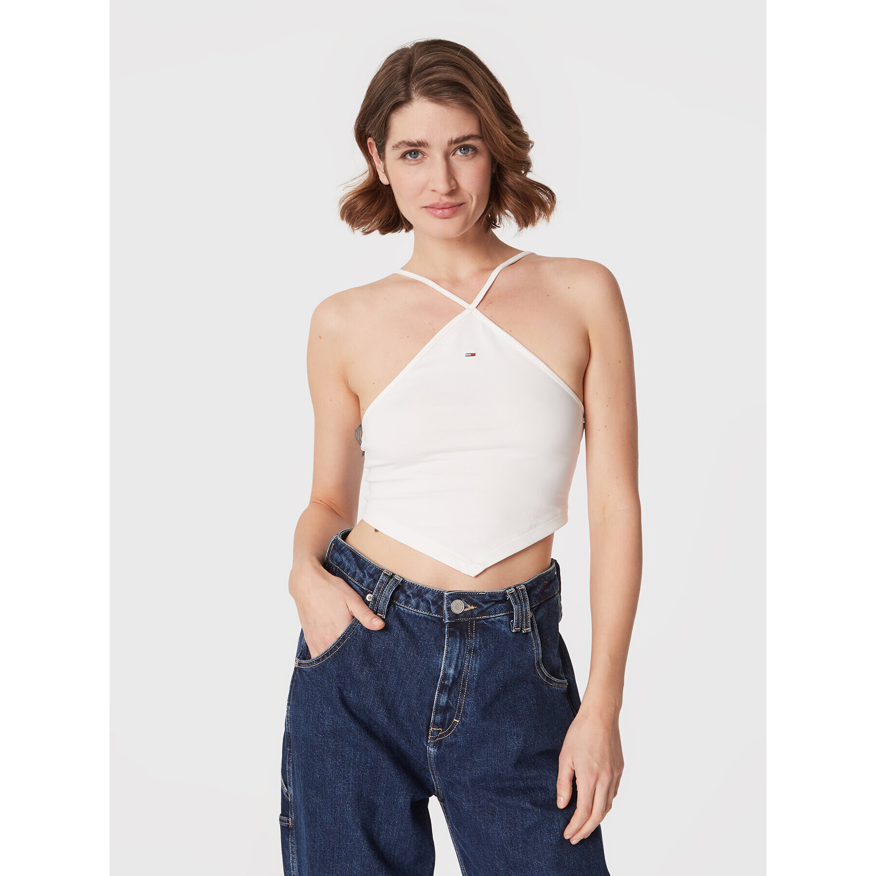 Tommy Jeans топ Party DW0DW14888 Бял Regular Fit - Pepit.bg